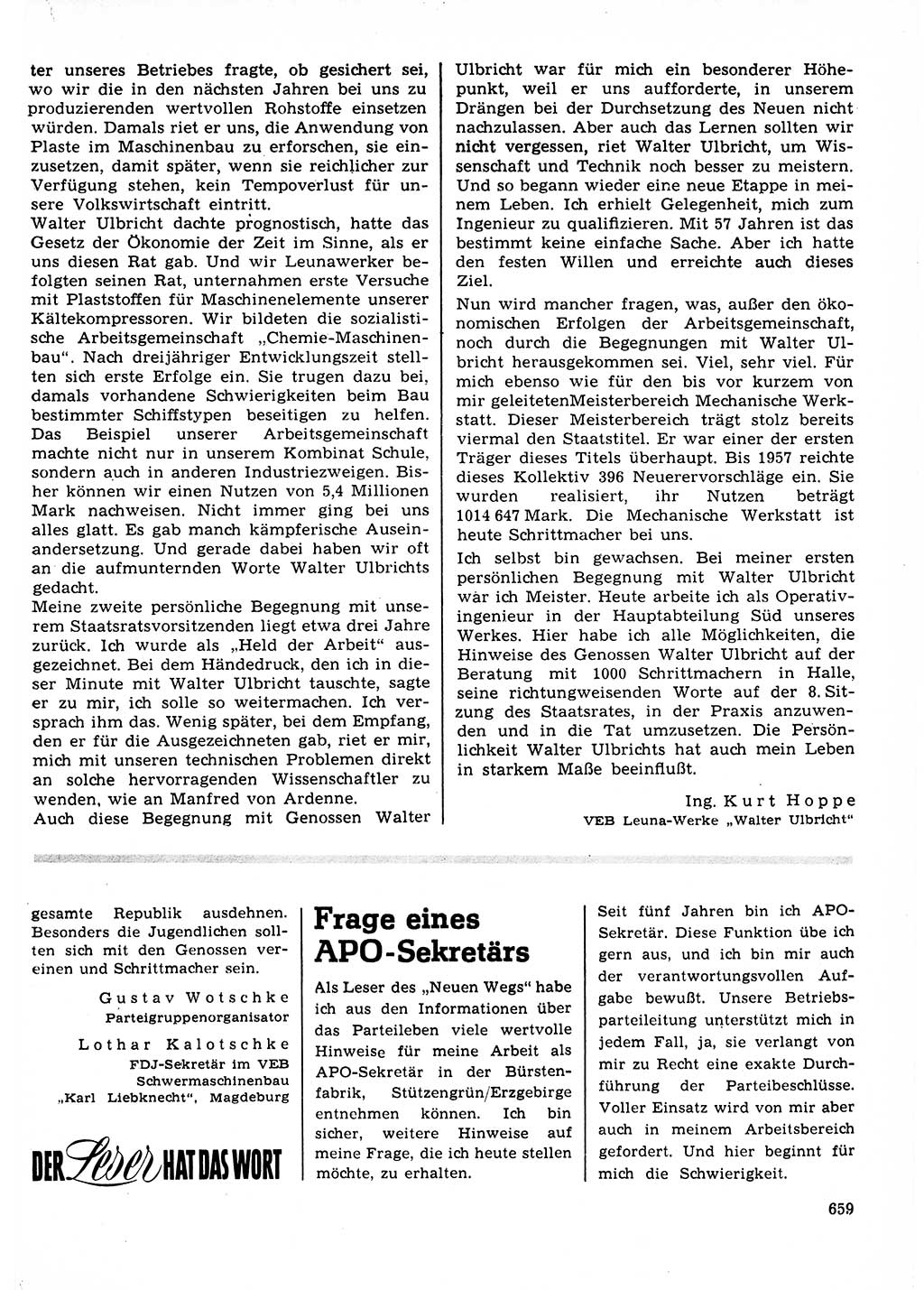 Neuer Weg (NW), Organ des Zentralkomitees (ZK) der SED (Sozialistische Einheitspartei Deutschlands) für Fragen des Parteilebens, 23. Jahrgang [Deutsche Demokratische Republik (DDR)] 1968, Seite 659 (NW ZK SED DDR 1968, S. 659)