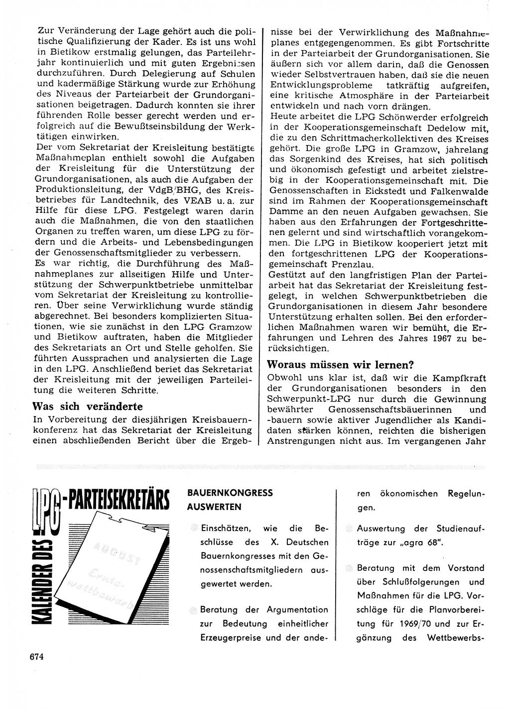 Neuer Weg (NW), Organ des Zentralkomitees (ZK) der SED (Sozialistische Einheitspartei Deutschlands) für Fragen des Parteilebens, 23. Jahrgang [Deutsche Demokratische Republik (DDR)] 1968, Seite 674 (NW ZK SED DDR 1968, S. 674)