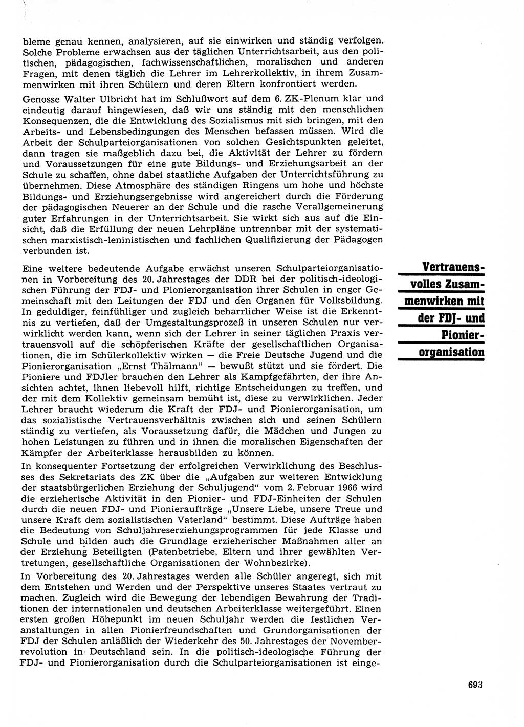 Neuer Weg (NW), Organ des Zentralkomitees (ZK) der SED (Sozialistische Einheitspartei Deutschlands) für Fragen des Parteilebens, 23. Jahrgang [Deutsche Demokratische Republik (DDR)] 1968, Seite 693 (NW ZK SED DDR 1968, S. 693)