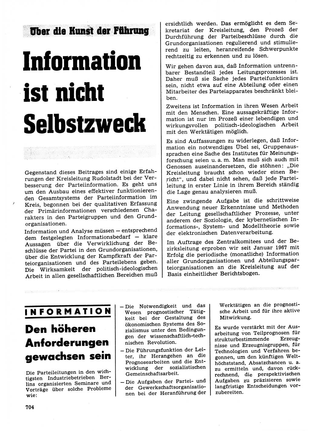 Neuer Weg (NW), Organ des Zentralkomitees (ZK) der SED (Sozialistische Einheitspartei Deutschlands) für Fragen des Parteilebens, 23. Jahrgang [Deutsche Demokratische Republik (DDR)] 1968, Seite 704 (NW ZK SED DDR 1968, S. 704)