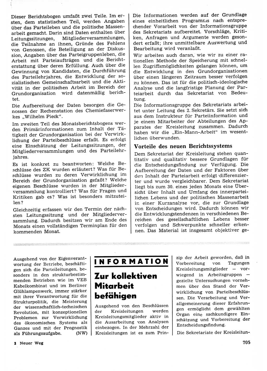 Neuer Weg (NW), Organ des Zentralkomitees (ZK) der SED (Sozialistische Einheitspartei Deutschlands) für Fragen des Parteilebens, 23. Jahrgang [Deutsche Demokratische Republik (DDR)] 1968, Seite 705 (NW ZK SED DDR 1968, S. 705)