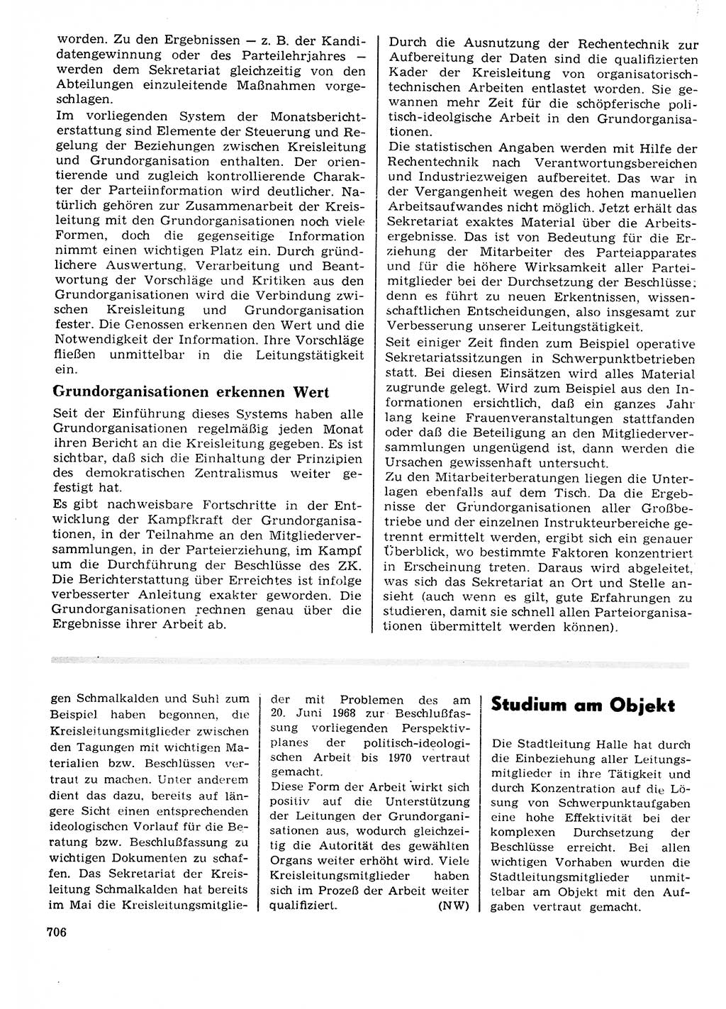 Neuer Weg (NW), Organ des Zentralkomitees (ZK) der SED (Sozialistische Einheitspartei Deutschlands) für Fragen des Parteilebens, 23. Jahrgang [Deutsche Demokratische Republik (DDR)] 1968, Seite 706 (NW ZK SED DDR 1968, S. 706)