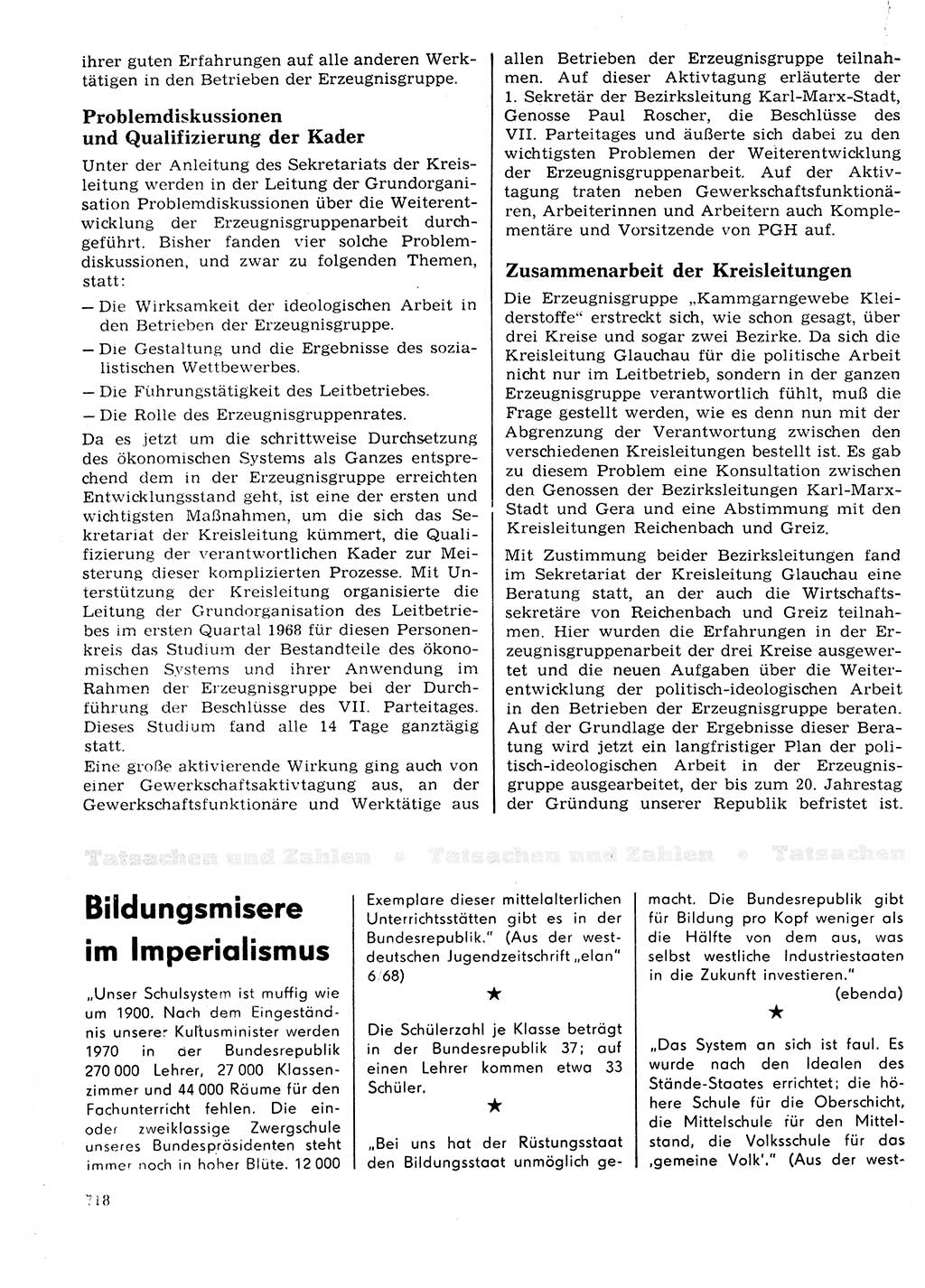 Neuer Weg (NW), Organ des Zentralkomitees (ZK) der SED (Sozialistische Einheitspartei Deutschlands) für Fragen des Parteilebens, 23. Jahrgang [Deutsche Demokratische Republik (DDR)] 1968, Seite 718 (NW ZK SED DDR 1968, S. 718)