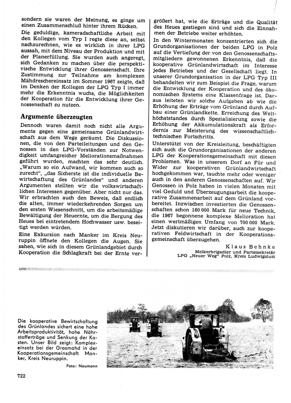 Neuer Weg (NW), Organ des Zentralkomitees (ZK) der SED (Sozialistische Einheitspartei Deutschlands) für Fragen des Parteilebens, 23. Jahrgang [Deutsche Demokratische Republik (DDR)] 1968, Seite 722 (NW ZK SED DDR 1968, S. 722)