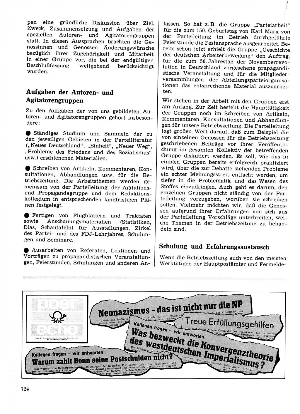 Neuer Weg (NW), Organ des Zentralkomitees (ZK) der SED (Sozialistische Einheitspartei Deutschlands) für Fragen des Parteilebens, 23. Jahrgang [Deutsche Demokratische Republik (DDR)] 1968, Seite 724 (NW ZK SED DDR 1968, S. 724)