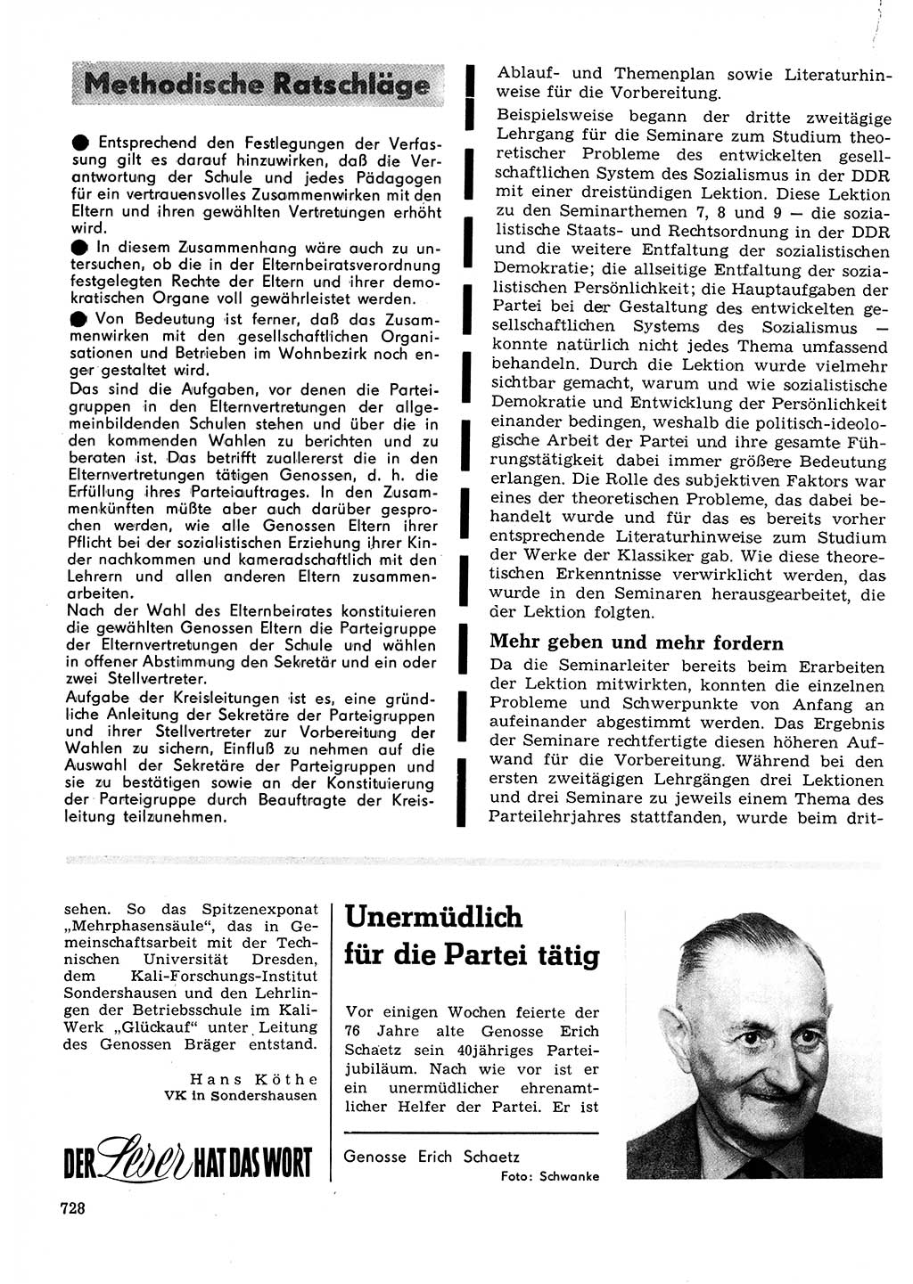 Neuer Weg (NW), Organ des Zentralkomitees (ZK) der SED (Sozialistische Einheitspartei Deutschlands) für Fragen des Parteilebens, 23. Jahrgang [Deutsche Demokratische Republik (DDR)] 1968, Seite 728 (NW ZK SED DDR 1968, S. 728)