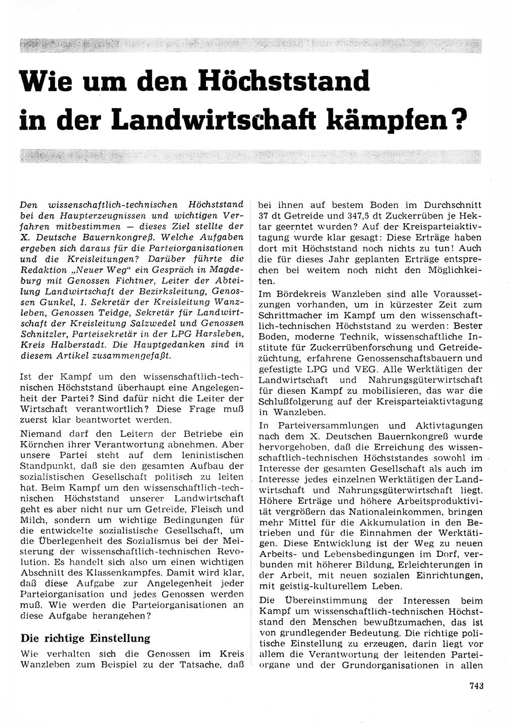 Neuer Weg (NW), Organ des Zentralkomitees (ZK) der SED (Sozialistische Einheitspartei Deutschlands) für Fragen des Parteilebens, 23. Jahrgang [Deutsche Demokratische Republik (DDR)] 1968, Seite 743 (NW ZK SED DDR 1968, S. 743)