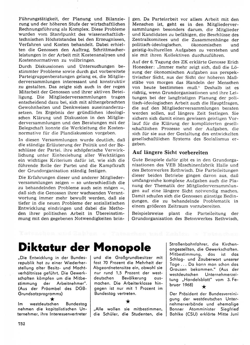 Neuer Weg (NW), Organ des Zentralkomitees (ZK) der SED (Sozialistische Einheitspartei Deutschlands) für Fragen des Parteilebens, 23. Jahrgang [Deutsche Demokratische Republik (DDR)] 1968, Seite 752 (NW ZK SED DDR 1968, S. 752)