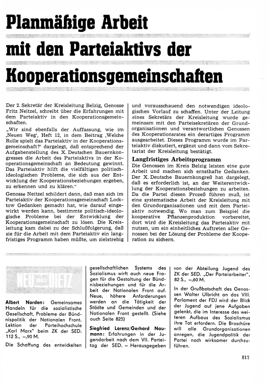 Neuer Weg (NW), Organ des Zentralkomitees (ZK) der SED (Sozialistische Einheitspartei Deutschlands) für Fragen des Parteilebens, 23. Jahrgang [Deutsche Demokratische Republik (DDR)] 1968, Seite 801 (NW ZK SED DDR 1968, S. 801)