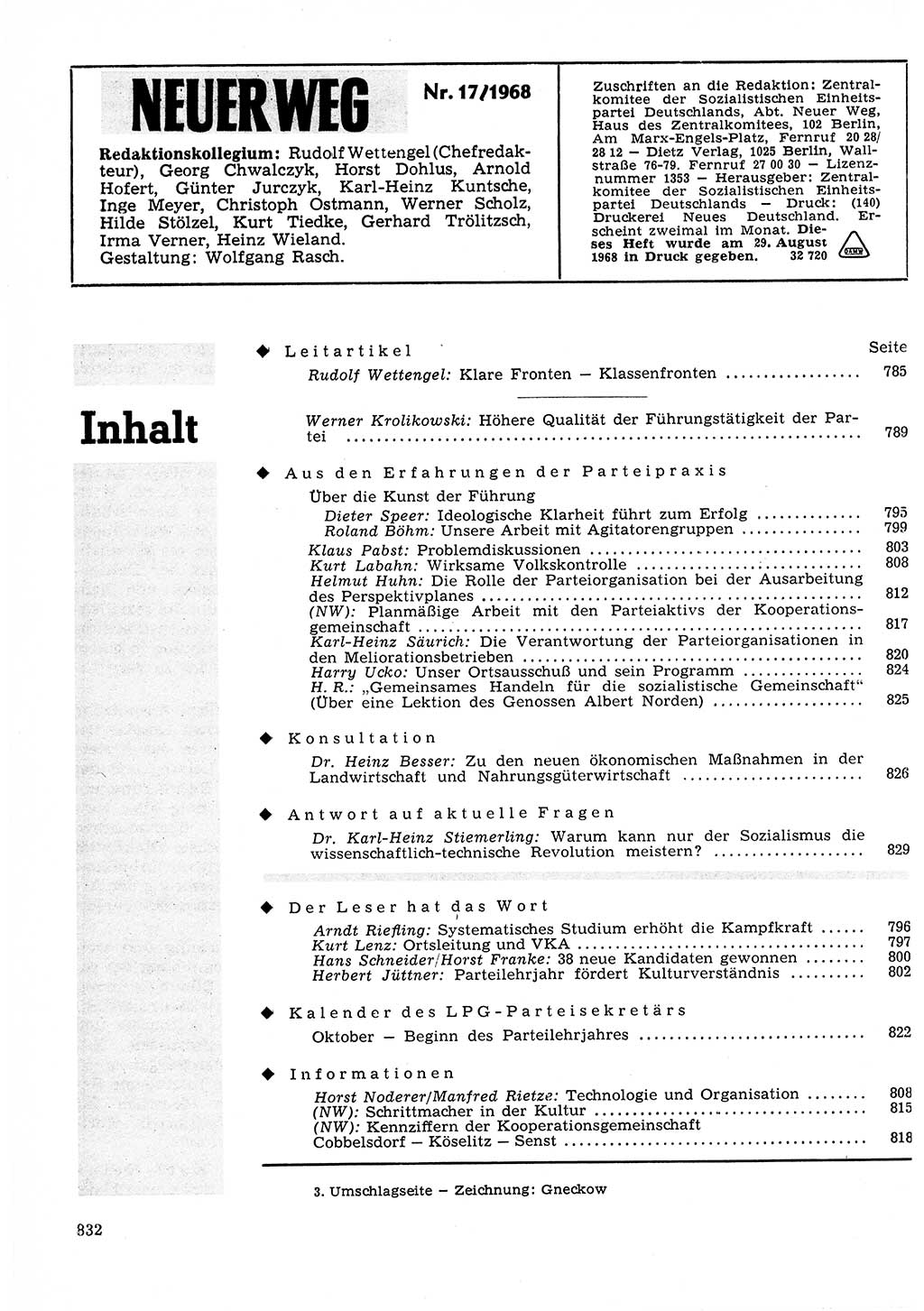 Neuer Weg (NW), Organ des Zentralkomitees (ZK) der SED (Sozialistische Einheitspartei Deutschlands) für Fragen des Parteilebens, 23. Jahrgang [Deutsche Demokratische Republik (DDR)] 1968, Seite 816 (NW ZK SED DDR 1968, S. 816)