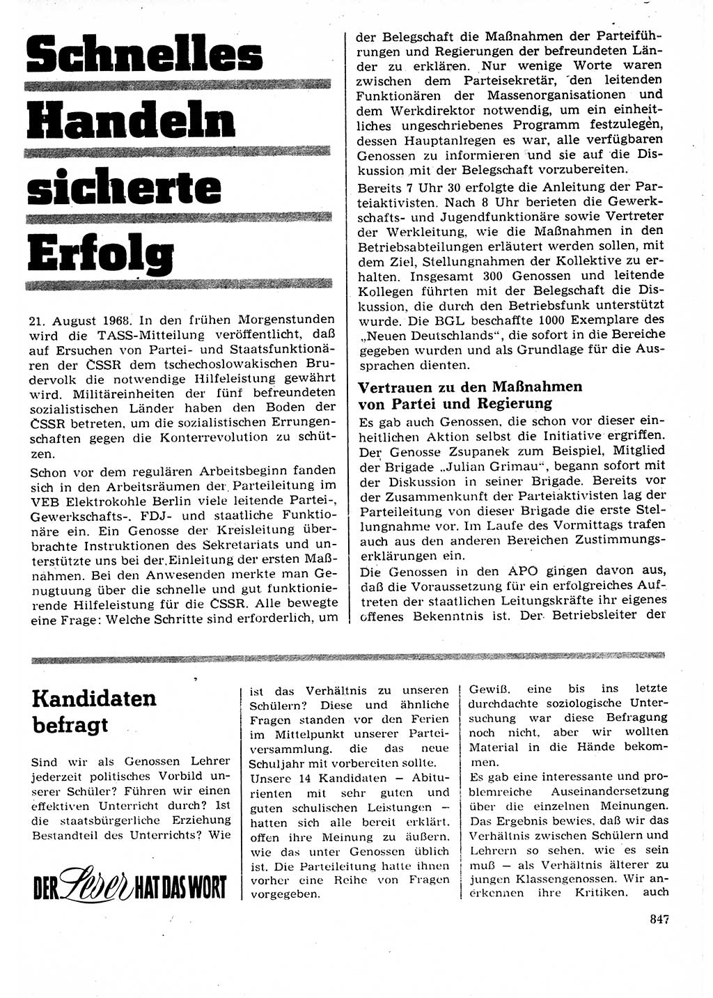 Neuer Weg (NW), Organ des Zentralkomitees (ZK) der SED (Sozialistische Einheitspartei Deutschlands) für Fragen des Parteilebens, 23. Jahrgang [Deutsche Demokratische Republik (DDR)] 1968, Seite 831 (NW ZK SED DDR 1968, S. 831)