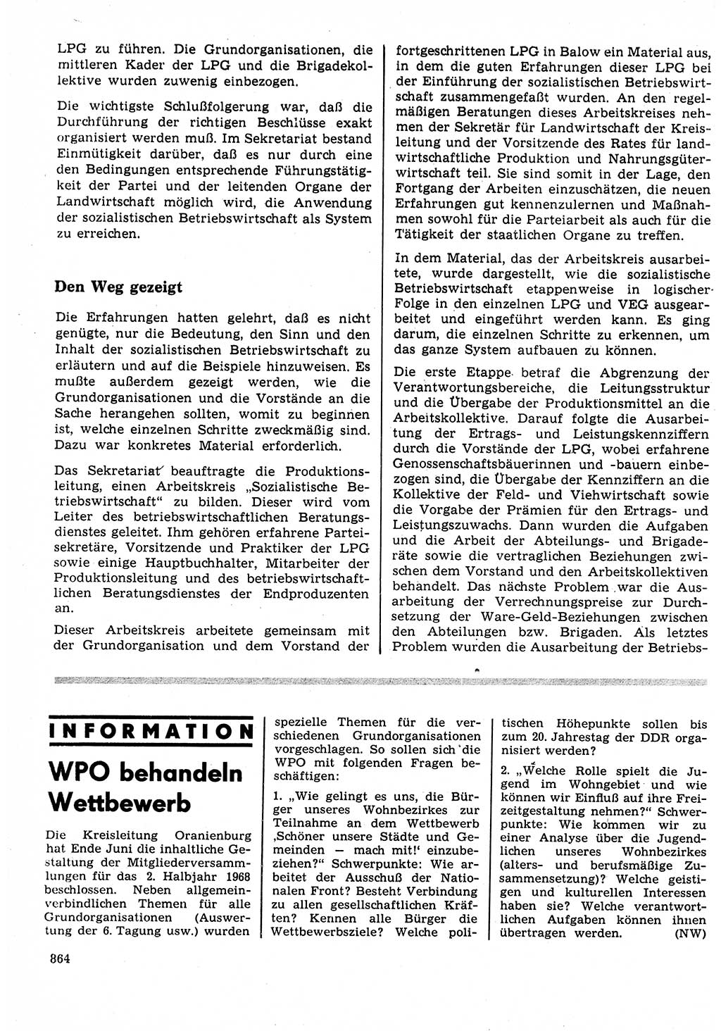 Neuer Weg (NW), Organ des Zentralkomitees (ZK) der SED (Sozialistische Einheitspartei Deutschlands) für Fragen des Parteilebens, 23. Jahrgang [Deutsche Demokratische Republik (DDR)] 1968, Seite 848 (NW ZK SED DDR 1968, S. 848)