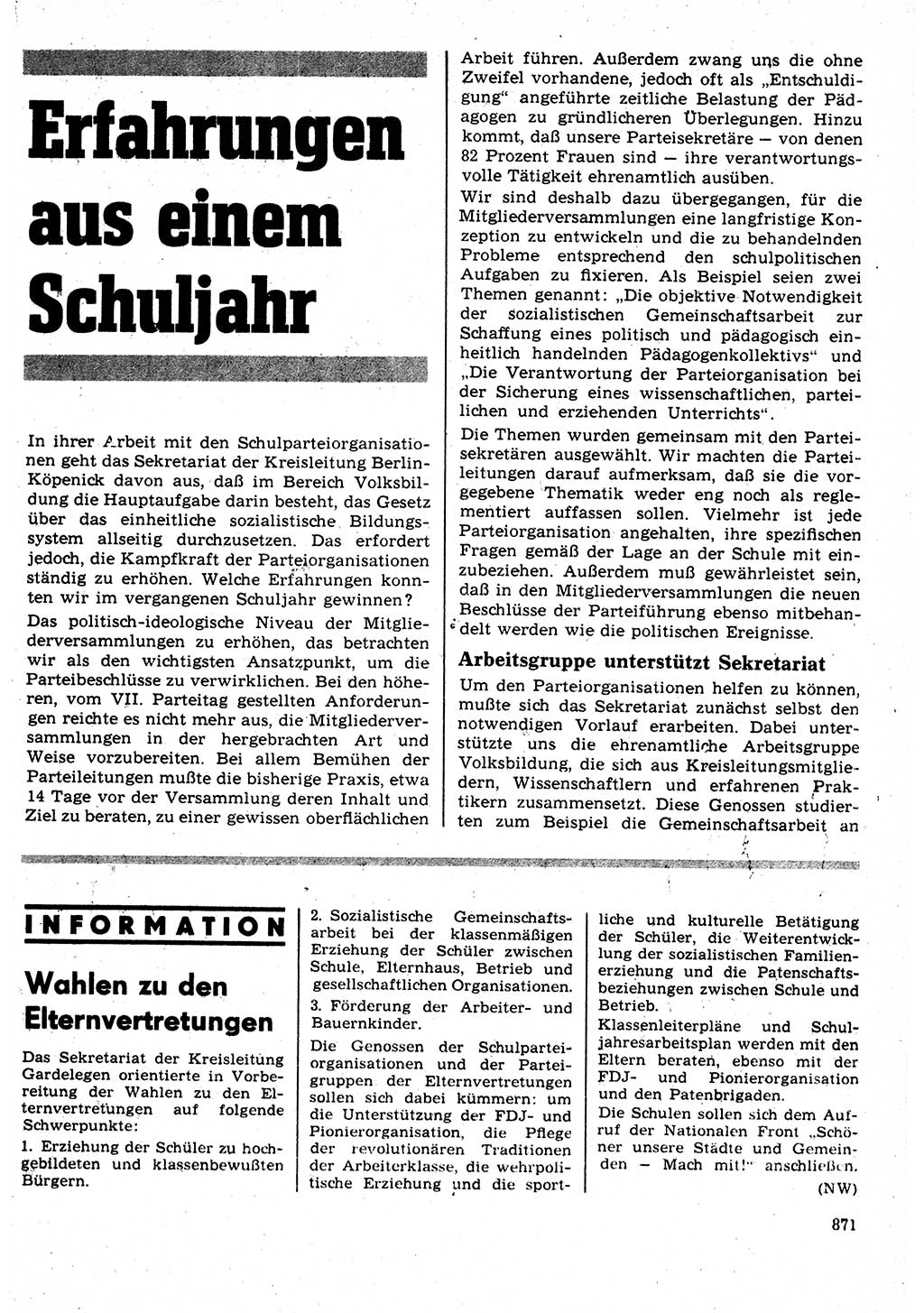 Neuer Weg (NW), Organ des Zentralkomitees (ZK) der SED (Sozialistische Einheitspartei Deutschlands) für Fragen des Parteilebens, 23. Jahrgang [Deutsche Demokratische Republik (DDR)] 1968, Seite 855 (NW ZK SED DDR 1968, S. 855)