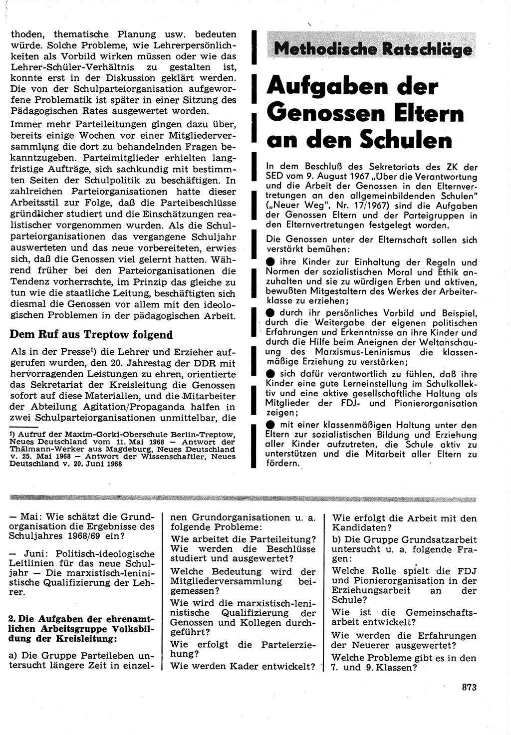 Neuer Weg (NW), Organ des Zentralkomitees (ZK) der SED (Sozialistische Einheitspartei Deutschlands) für Fragen des Parteilebens, 23. Jahrgang [Deutsche Demokratische Republik (DDR)] 1968, Seite 857 (NW ZK SED DDR 1968, S. 857)