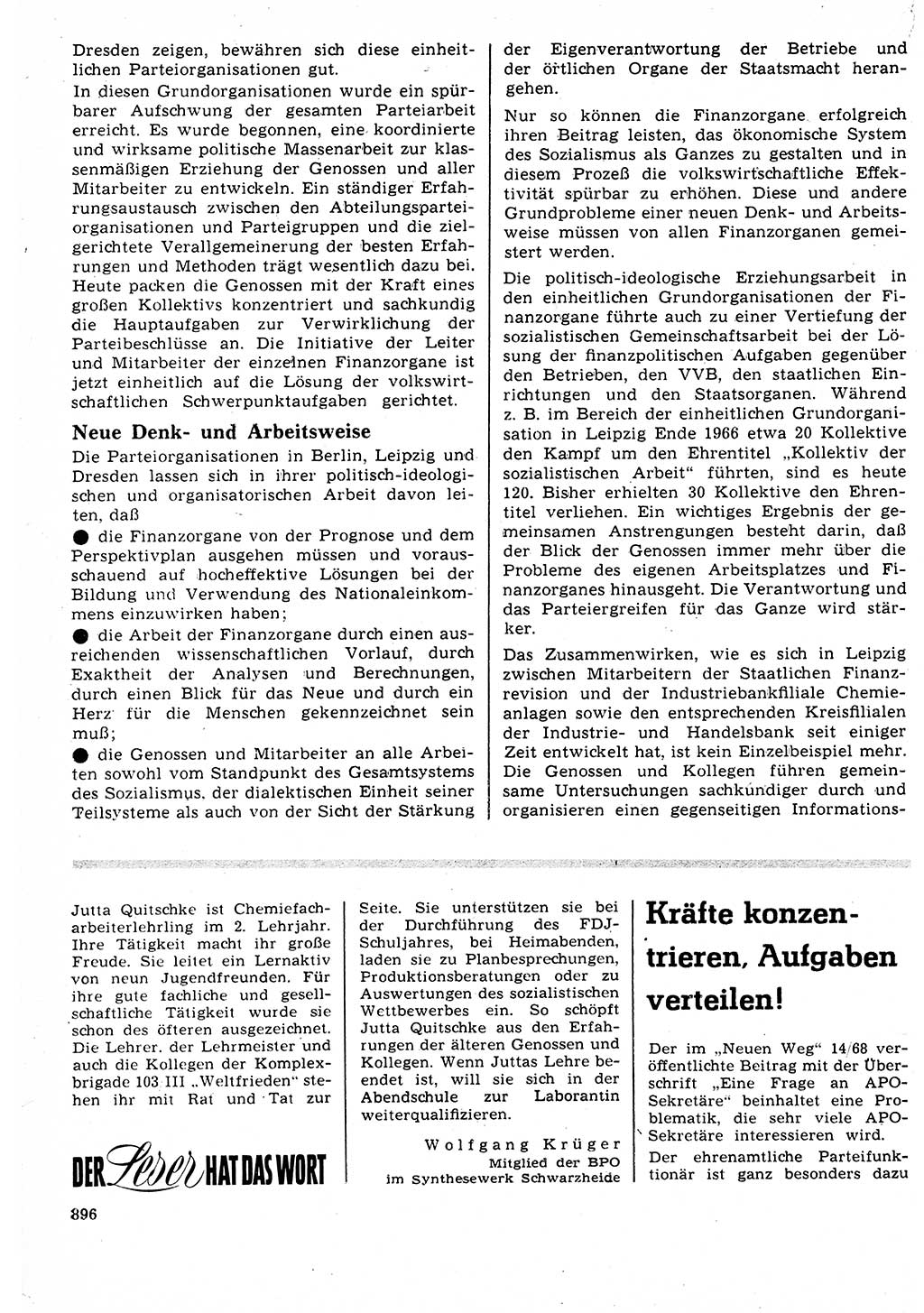 Neuer Weg (NW), Organ des Zentralkomitees (ZK) der SED (Sozialistische Einheitspartei Deutschlands) für Fragen des Parteilebens, 23. Jahrgang [Deutsche Demokratische Republik (DDR)] 1968, Seite 880 (NW ZK SED DDR 1968, S. 880)