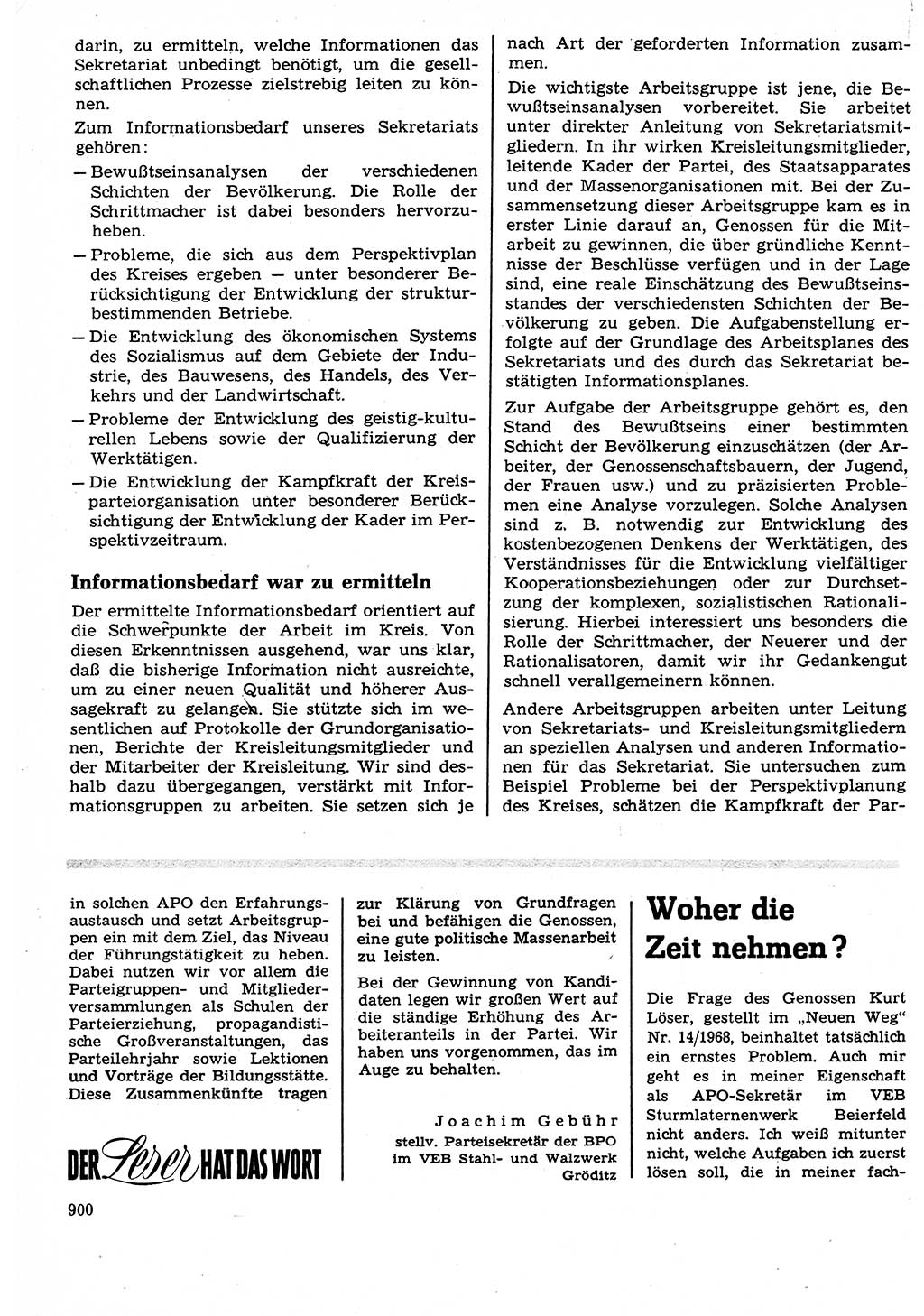 Neuer Weg (NW), Organ des Zentralkomitees (ZK) der SED (Sozialistische Einheitspartei Deutschlands) für Fragen des Parteilebens, 23. Jahrgang [Deutsche Demokratische Republik (DDR)] 1968, Seite 884 (NW ZK SED DDR 1968, S. 884)