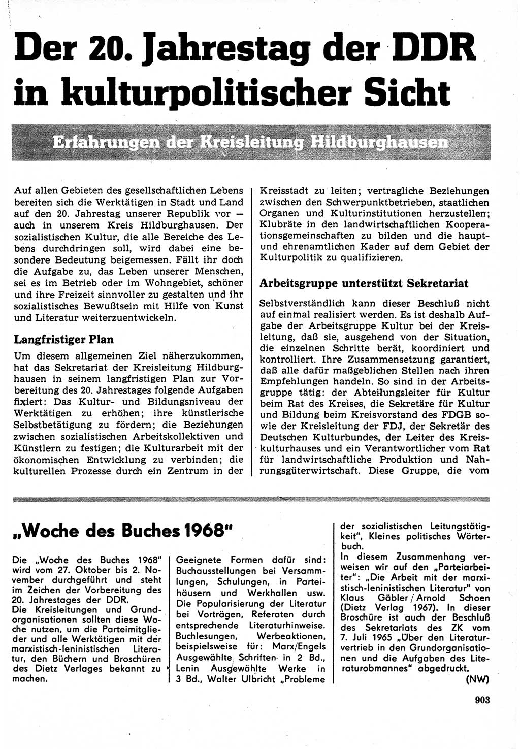 Neuer Weg (NW), Organ des Zentralkomitees (ZK) der SED (Sozialistische Einheitspartei Deutschlands) für Fragen des Parteilebens, 23. Jahrgang [Deutsche Demokratische Republik (DDR)] 1968, Seite 887 (NW ZK SED DDR 1968, S. 887)