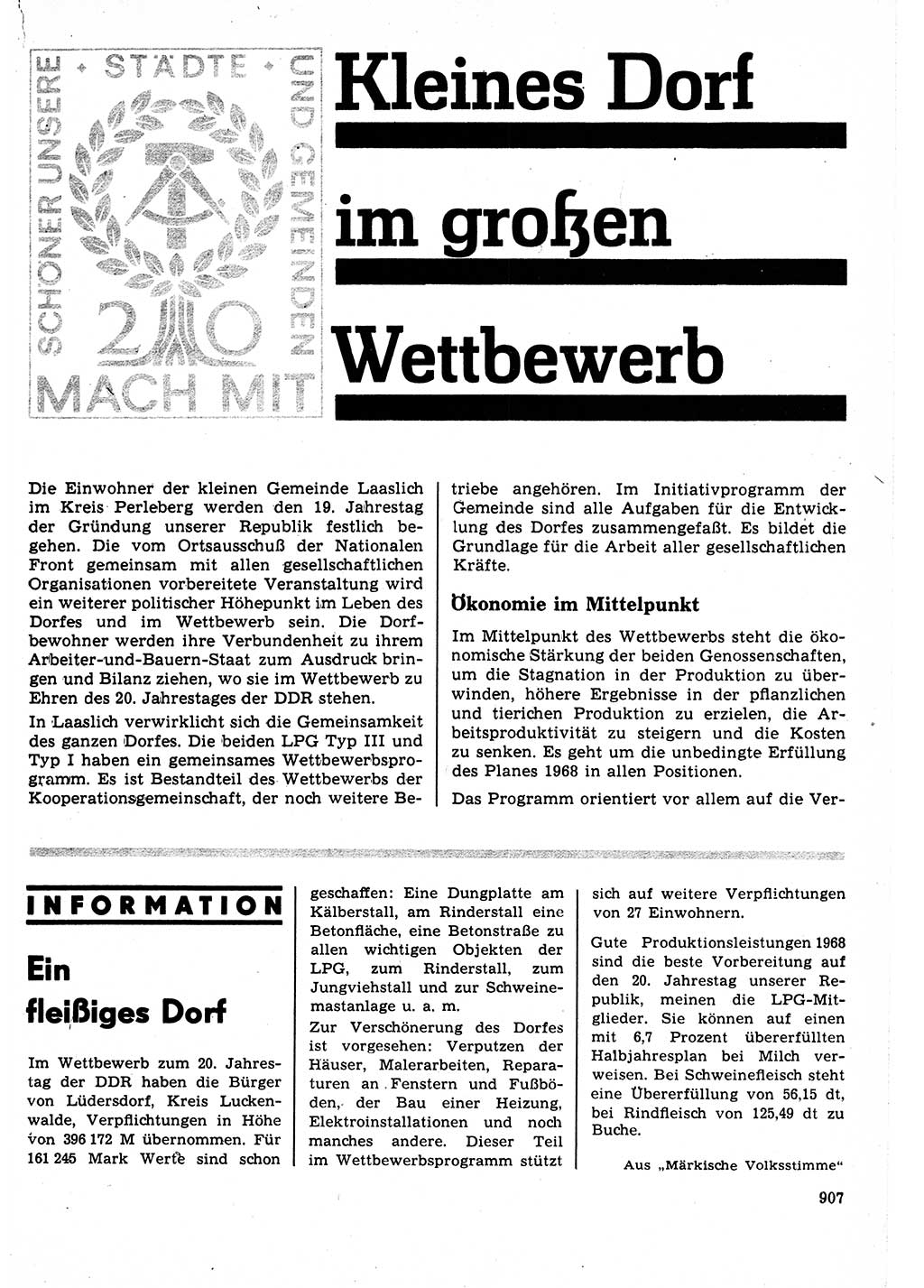 Neuer Weg (NW), Organ des Zentralkomitees (ZK) der SED (Sozialistische Einheitspartei Deutschlands) für Fragen des Parteilebens, 23. Jahrgang [Deutsche Demokratische Republik (DDR)] 1968, Seite 891 (NW ZK SED DDR 1968, S. 891)