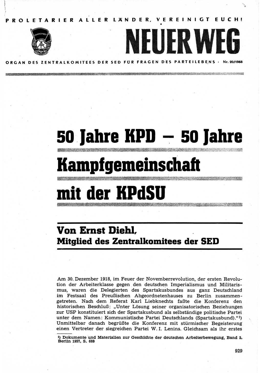 Neuer Weg (NW), Organ des Zentralkomitees (ZK) der SED (Sozialistische Einheitspartei Deutschlands) für Fragen des Parteilebens, 23. Jahrgang [Deutsche Demokratische Republik (DDR)] 1968, Seite 913 (NW ZK SED DDR 1968, S. 913)