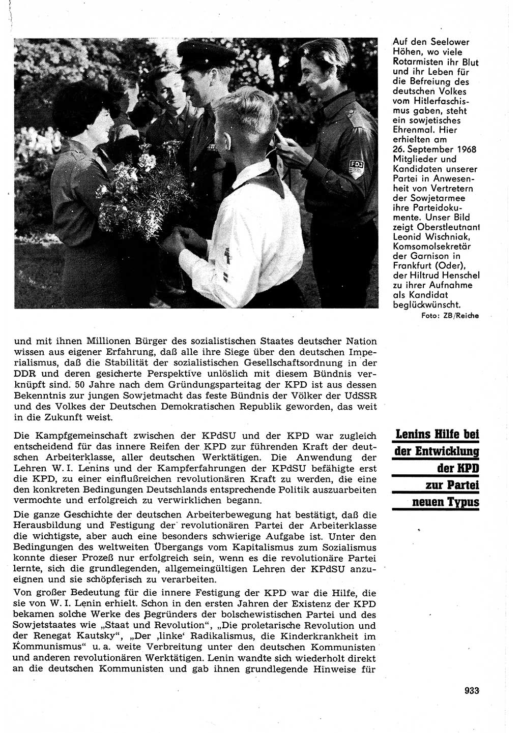 Neuer Weg (NW), Organ des Zentralkomitees (ZK) der SED (Sozialistische Einheitspartei Deutschlands) für Fragen des Parteilebens, 23. Jahrgang [Deutsche Demokratische Republik (DDR)] 1968, Seite 917 (NW ZK SED DDR 1968, S. 917)