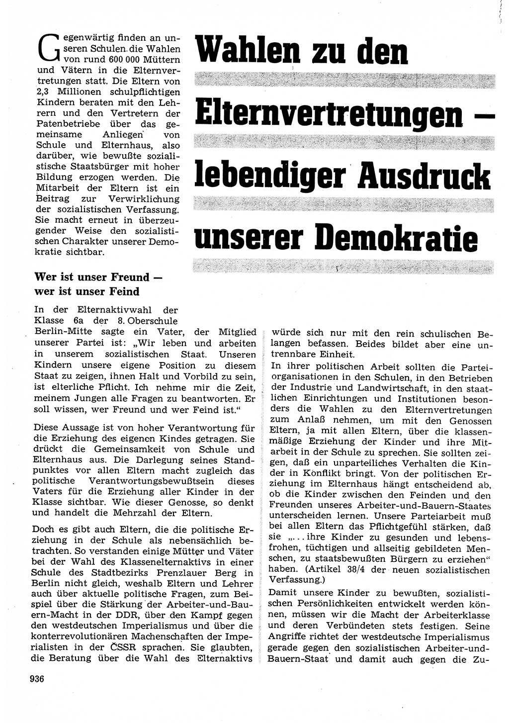 Neuer Weg (NW), Organ des Zentralkomitees (ZK) der SED (Sozialistische Einheitspartei Deutschlands) für Fragen des Parteilebens, 23. Jahrgang [Deutsche Demokratische Republik (DDR)] 1968, Seite 920 (NW ZK SED DDR 1968, S. 920)