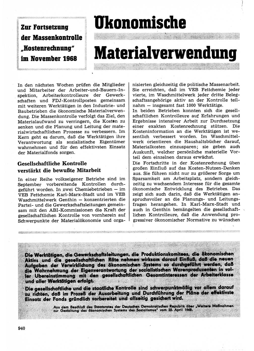 Neuer Weg (NW), Organ des Zentralkomitees (ZK) der SED (Sozialistische Einheitspartei Deutschlands) für Fragen des Parteilebens, 23. Jahrgang [Deutsche Demokratische Republik (DDR)] 1968, Seite 924 (NW ZK SED DDR 1968, S. 924)