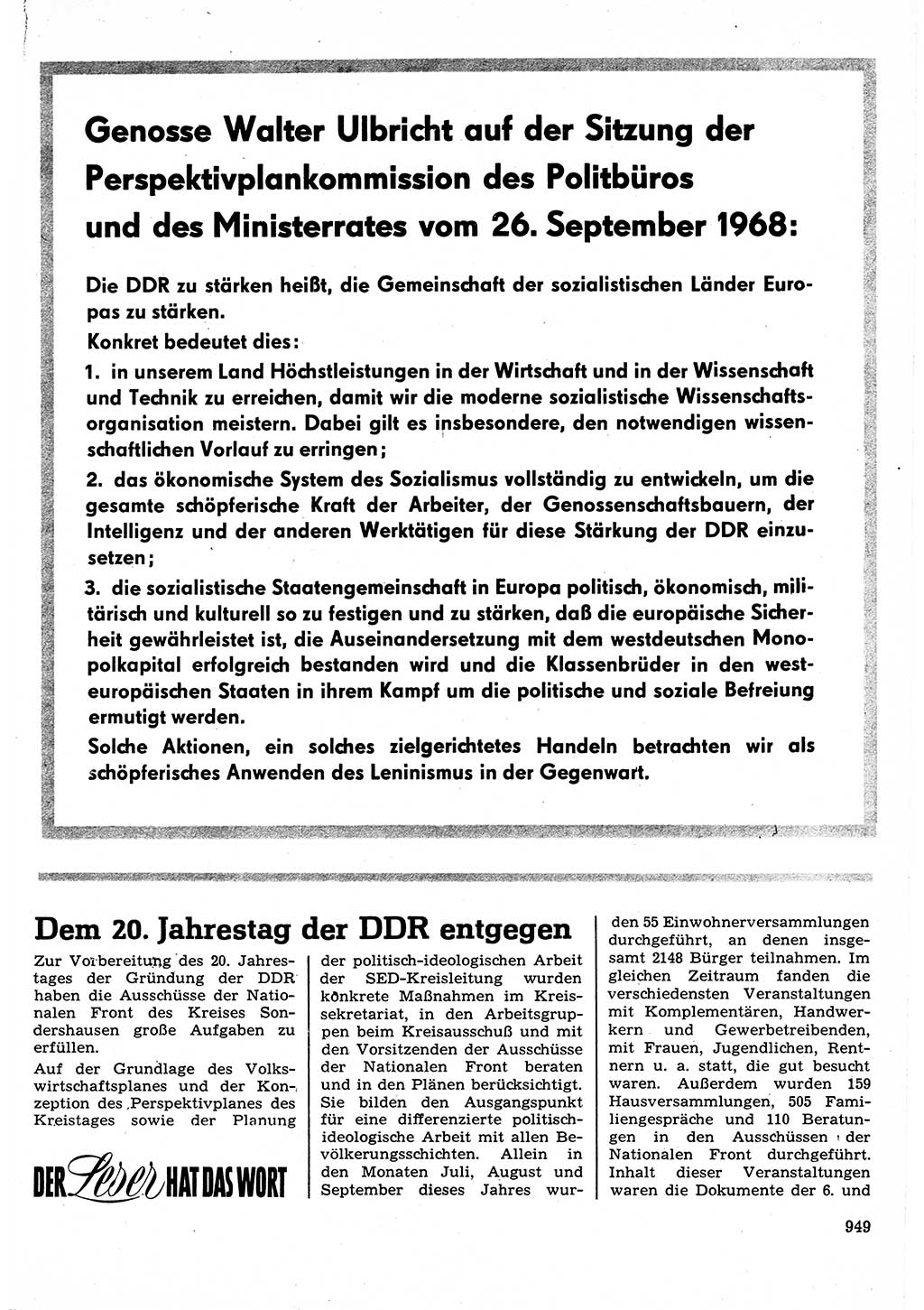 Neuer Weg (NW), Organ des Zentralkomitees (ZK) der SED (Sozialistische Einheitspartei Deutschlands) für Fragen des Parteilebens, 23. Jahrgang [Deutsche Demokratische Republik (DDR)] 1968, Seite 933 (NW ZK SED DDR 1968, S. 933)