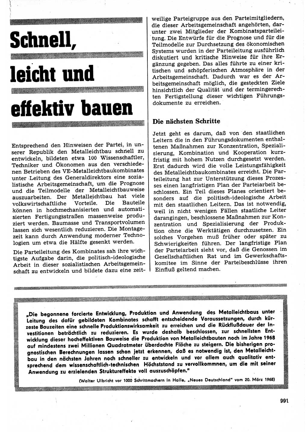 Neuer Weg (NW), Organ des Zentralkomitees (ZK) der SED (Sozialistische Einheitspartei Deutschlands) für Fragen des Parteilebens, 23. Jahrgang [Deutsche Demokratische Republik (DDR)] 1968, Seite 975 (NW ZK SED DDR 1968, S. 975)