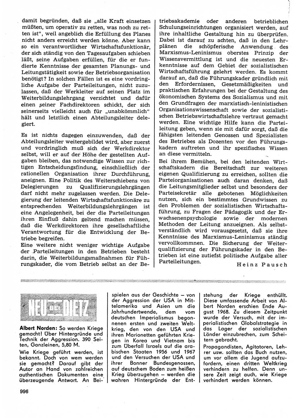 Neuer Weg (NW), Organ des Zentralkomitees (ZK) der SED (Sozialistische Einheitspartei Deutschlands) für Fragen des Parteilebens, 23. Jahrgang [Deutsche Demokratische Republik (DDR)] 1968, Seite 980 (NW ZK SED DDR 1968, S. 980)