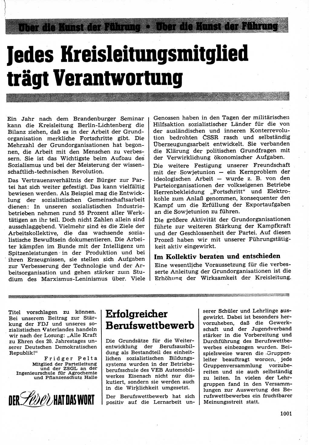 Neuer Weg (NW), Organ des Zentralkomitees (ZK) der SED (Sozialistische Einheitspartei Deutschlands) für Fragen des Parteilebens, 23. Jahrgang [Deutsche Demokratische Republik (DDR)] 1968, Seite 985 (NW ZK SED DDR 1968, S. 985)