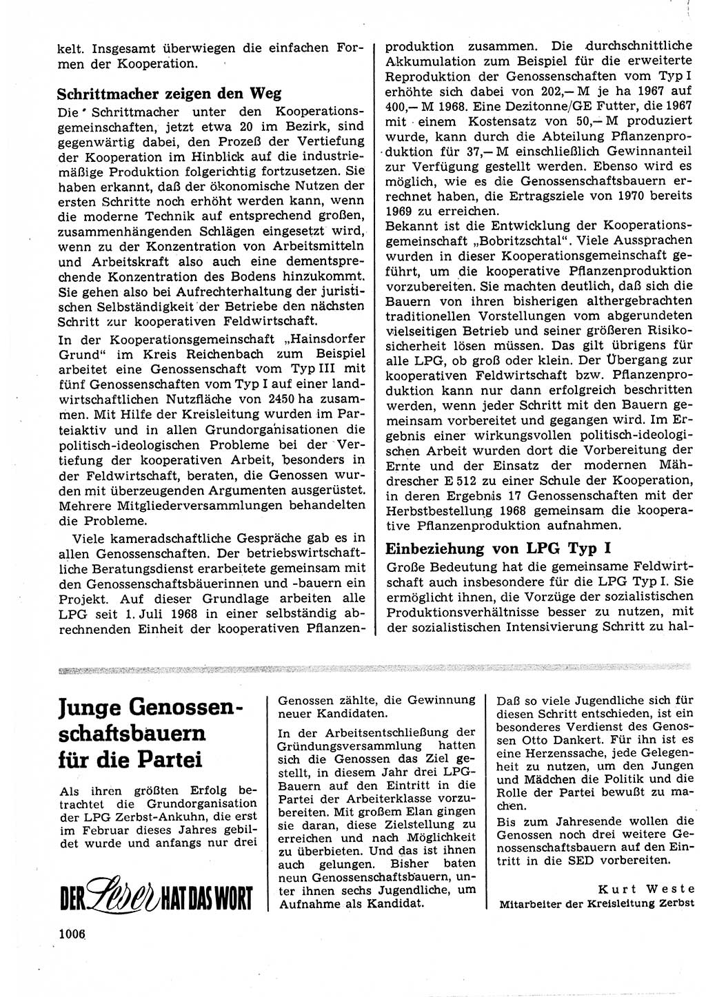 Neuer Weg (NW), Organ des Zentralkomitees (ZK) der SED (Sozialistische Einheitspartei Deutschlands) für Fragen des Parteilebens, 23. Jahrgang [Deutsche Demokratische Republik (DDR)] 1968, Seite 990 (NW ZK SED DDR 1968, S. 990)