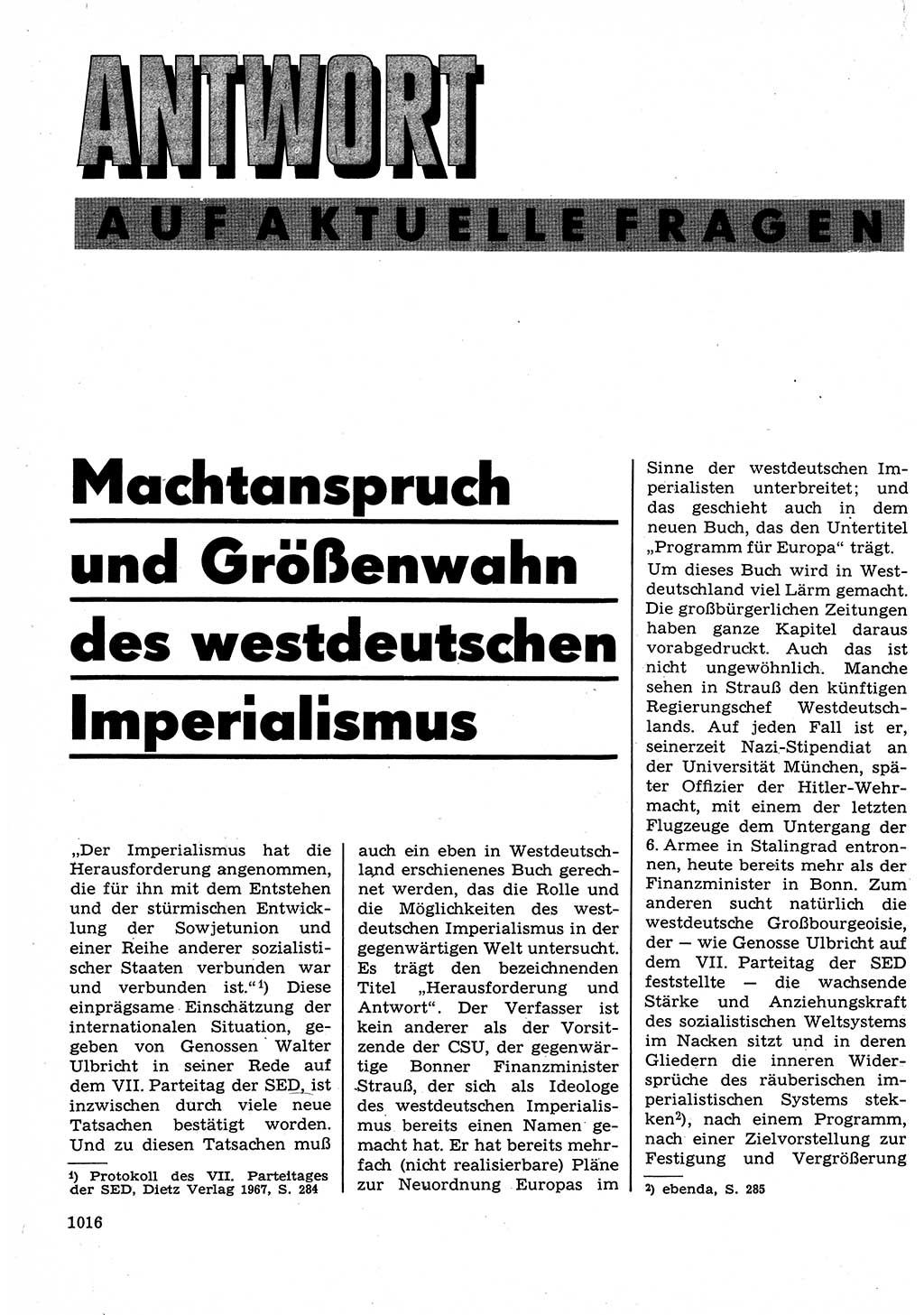 Neuer Weg (NW), Organ des Zentralkomitees (ZK) der SED (Sozialistische Einheitspartei Deutschlands) für Fragen des Parteilebens, 23. Jahrgang [Deutsche Demokratische Republik (DDR)] 1968, Seite 1000 (NW ZK SED DDR 1968, S. 1000)