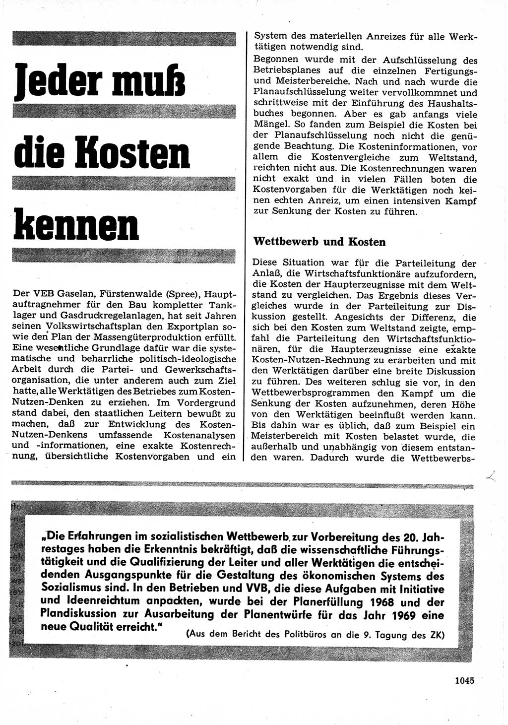 Neuer Weg (NW), Organ des Zentralkomitees (ZK) der SED (Sozialistische Einheitspartei Deutschlands) für Fragen des Parteilebens, 23. Jahrgang [Deutsche Demokratische Republik (DDR)] 1968, Seite 1029 (NW ZK SED DDR 1968, S. 1029)