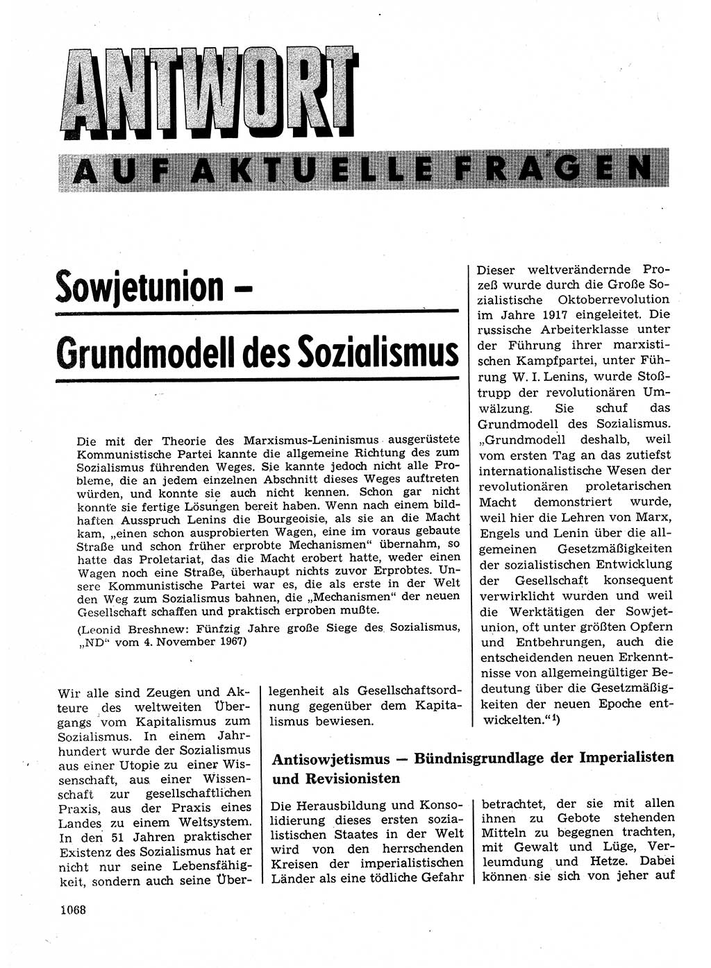 Neuer Weg (NW), Organ des Zentralkomitees (ZK) der SED (Sozialistische Einheitspartei Deutschlands) für Fragen des Parteilebens, 23. Jahrgang [Deutsche Demokratische Republik (DDR)] 1968, Seite 1052 (NW ZK SED DDR 1968, S. 1052)