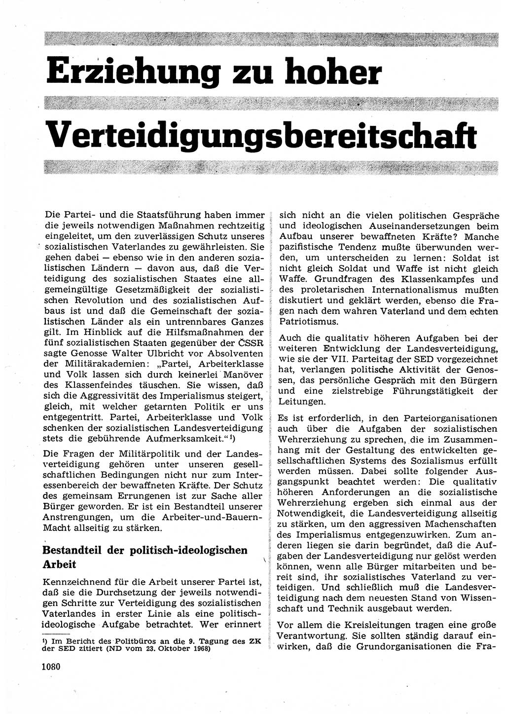 Neuer Weg (NW), Organ des Zentralkomitees (ZK) der SED (Sozialistische Einheitspartei Deutschlands) für Fragen des Parteilebens, 23. Jahrgang [Deutsche Demokratische Republik (DDR)] 1968, Seite 1064 (NW ZK SED DDR 1968, S. 1064)