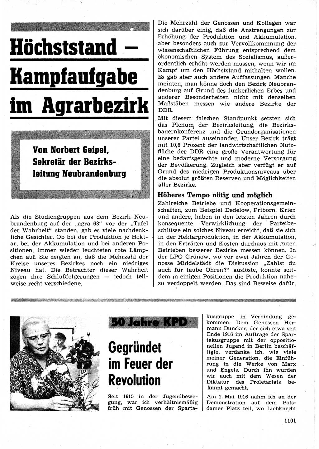 Neuer Weg (NW), Organ des Zentralkomitees (ZK) der SED (Sozialistische Einheitspartei Deutschlands) für Fragen des Parteilebens, 23. Jahrgang [Deutsche Demokratische Republik (DDR)] 1968, Seite 1085 (NW ZK SED DDR 1968, S. 1085)