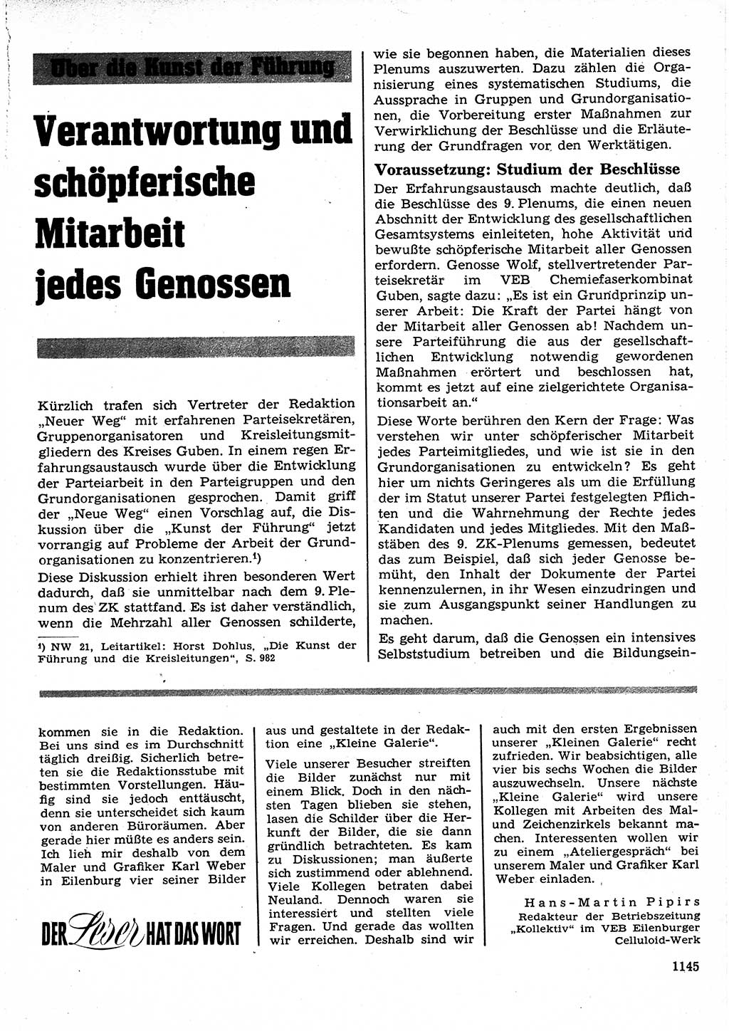 Neuer Weg (NW), Organ des Zentralkomitees (ZK) der SED (Sozialistische Einheitspartei Deutschlands) für Fragen des Parteilebens, 23. Jahrgang [Deutsche Demokratische Republik (DDR)] 1968, Seite 1129 (NW ZK SED DDR 1968, S. 1129)