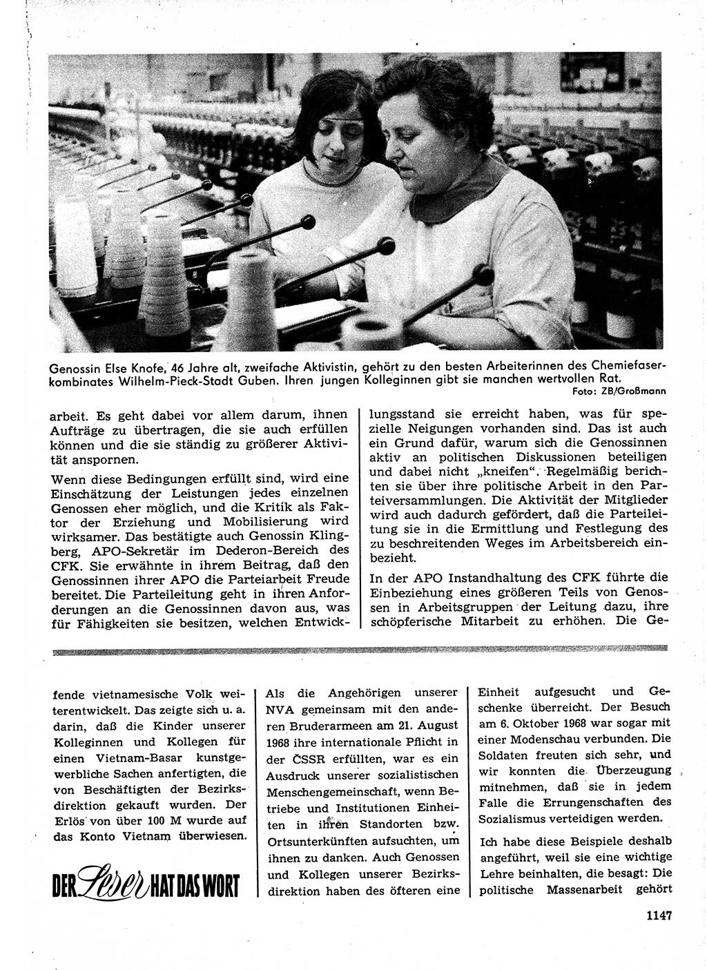 Neuer Weg (NW), Organ des Zentralkomitees (ZK) der SED (Sozialistische Einheitspartei Deutschlands) für Fragen des Parteilebens, 23. Jahrgang [Deutsche Demokratische Republik (DDR)] 1968, Seite 1131 (NW ZK SED DDR 1968, S. 1131)