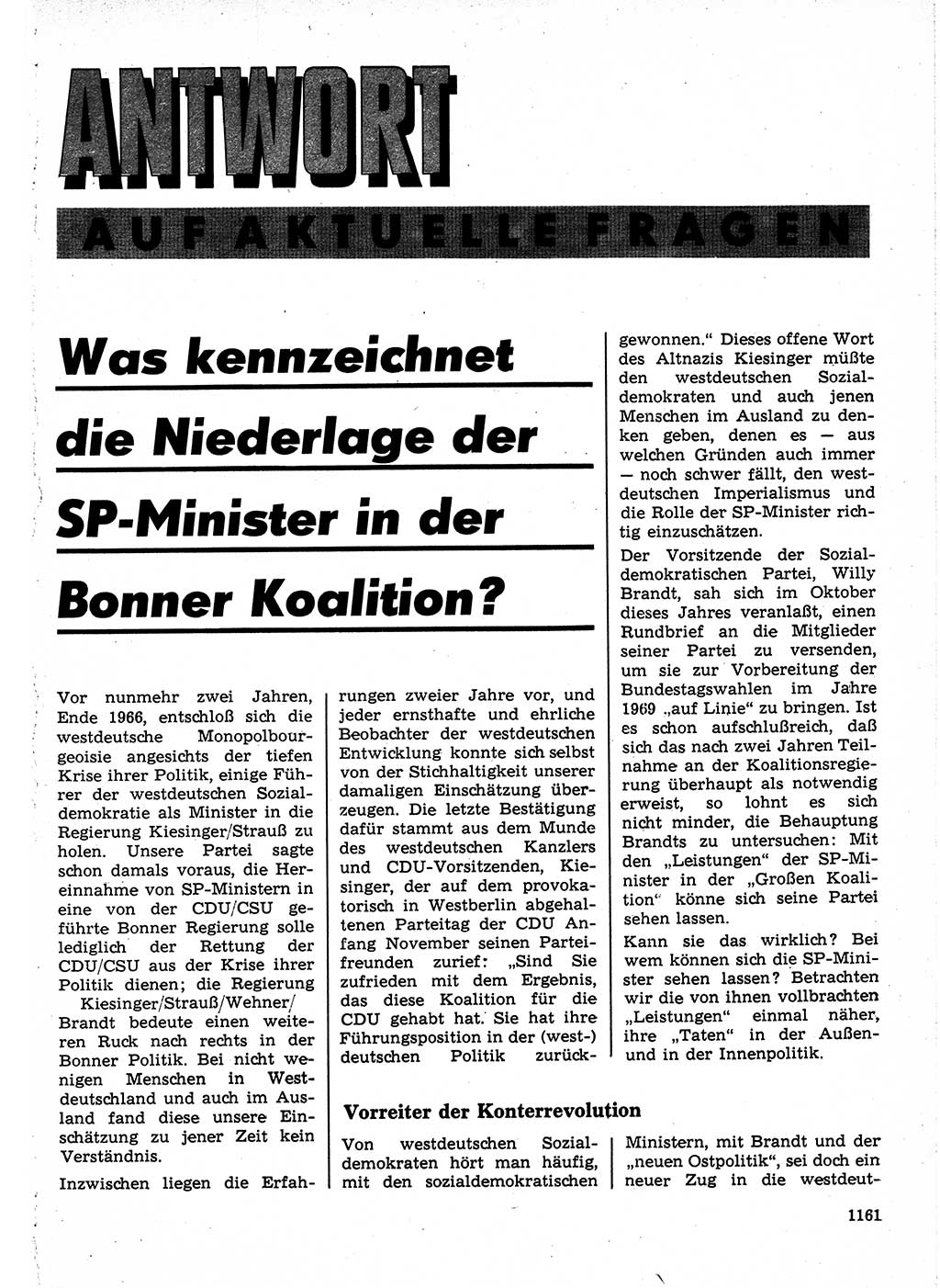Neuer Weg (NW), Organ des Zentralkomitees (ZK) der SED (Sozialistische Einheitspartei Deutschlands) für Fragen des Parteilebens, 23. Jahrgang [Deutsche Demokratische Republik (DDR)] 1968, Seite 1145 (NW ZK SED DDR 1968, S. 1145)