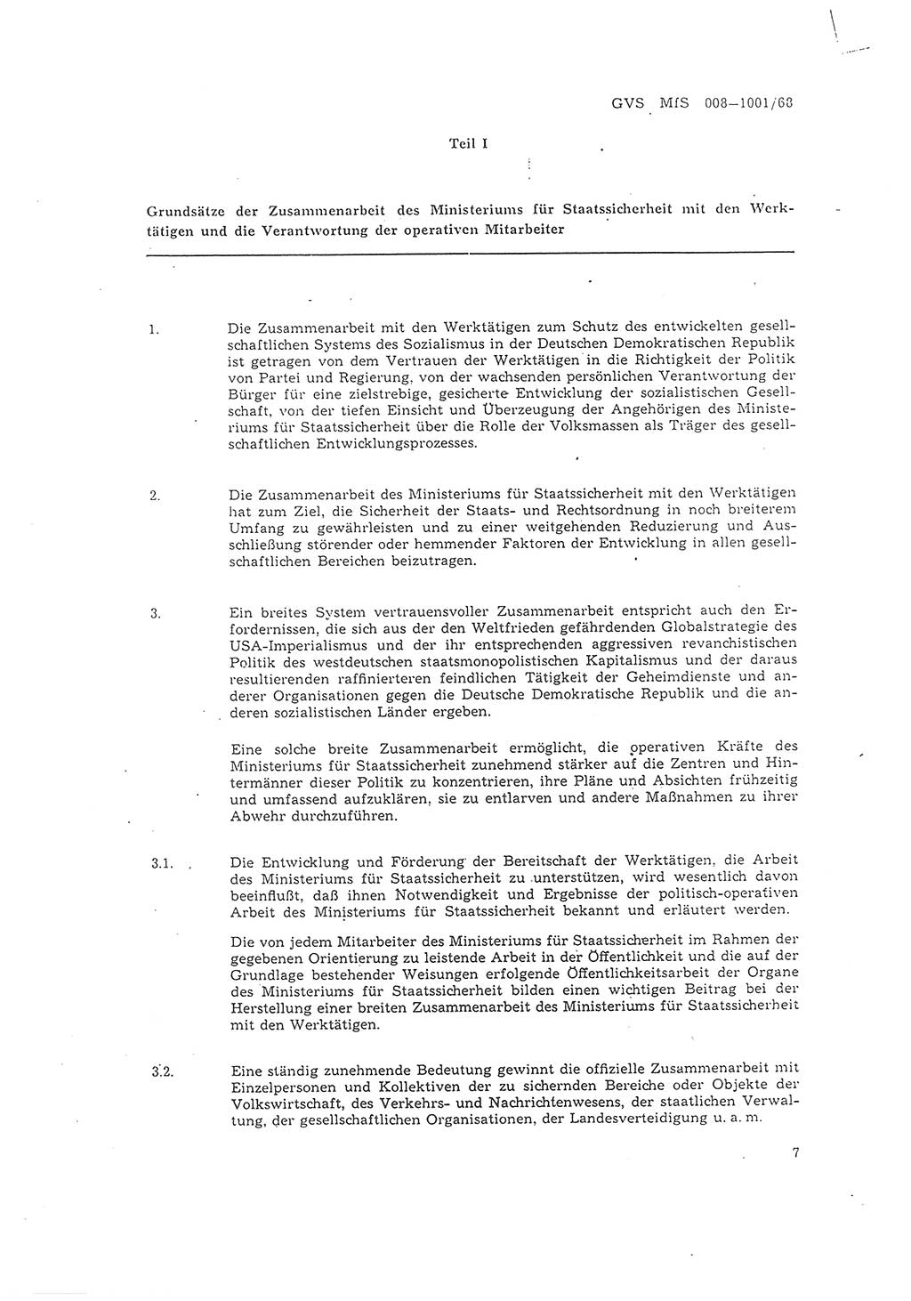 Richtlinie 1/68 für die Zusammenarbeit mit Gesellschaftlichen Mitarbeitern für Sicherheit und Inoffiziellen Mitarbeitern im Gesamtsystem der Sicherung der Deutschen Demokratischen Republik (DDR), Ministerium für Staatssicherheit (MfS), Der Minister (Mielke), Geheime Verschlußsache (GVS) 008-1001/68, Berlin 1968, Seite 7 (RL 1/68 DDR MfS Min. GVS 008-1001/68 1968, S. 7)