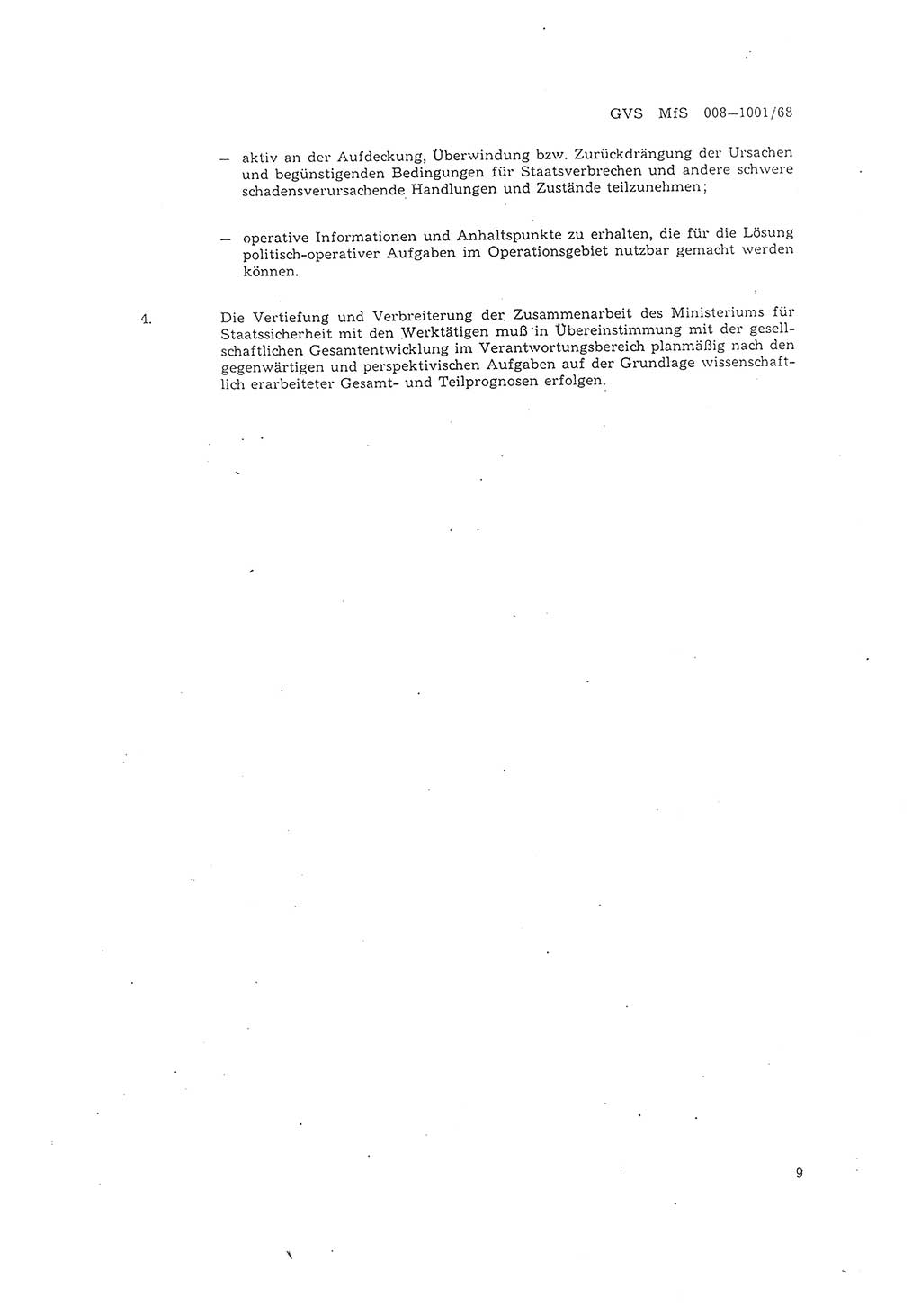 Richtlinie 1/68 für die Zusammenarbeit mit Gesellschaftlichen Mitarbeitern für Sicherheit und Inoffiziellen Mitarbeitern im Gesamtsystem der Sicherung der Deutschen Demokratischen Republik (DDR), Ministerium für Staatssicherheit (MfS), Der Minister (Mielke), Geheime Verschlußsache (GVS) 008-1001/68, Berlin 1968, Seite 9 (RL 1/68 DDR MfS Min. GVS 008-1001/68 1968, S. 9)