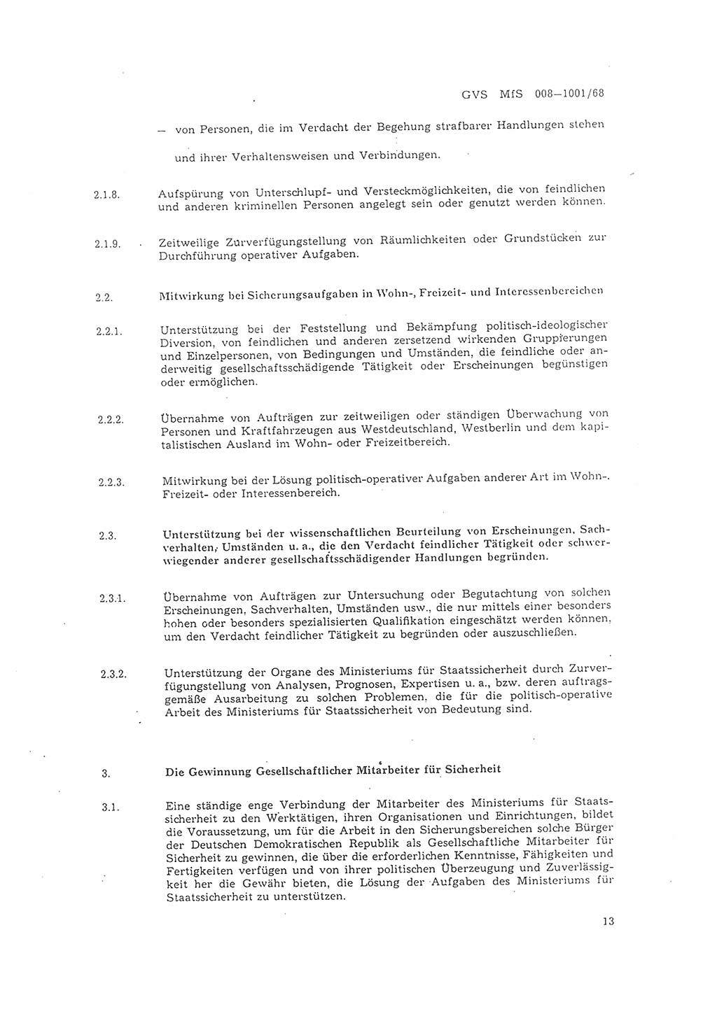 Richtlinie 1/68 für die Zusammenarbeit mit Gesellschaftlichen Mitarbeitern für Sicherheit und Inoffiziellen Mitarbeitern im Gesamtsystem der Sicherung der Deutschen Demokratischen Republik (DDR), Ministerium für Staatssicherheit (MfS), Der Minister (Mielke), Geheime Verschlußsache (GVS) 008-1001/68, Berlin 1968, Seite 13 (RL 1/68 DDR MfS Min. GVS 008-1001/68 1968, S. 13)