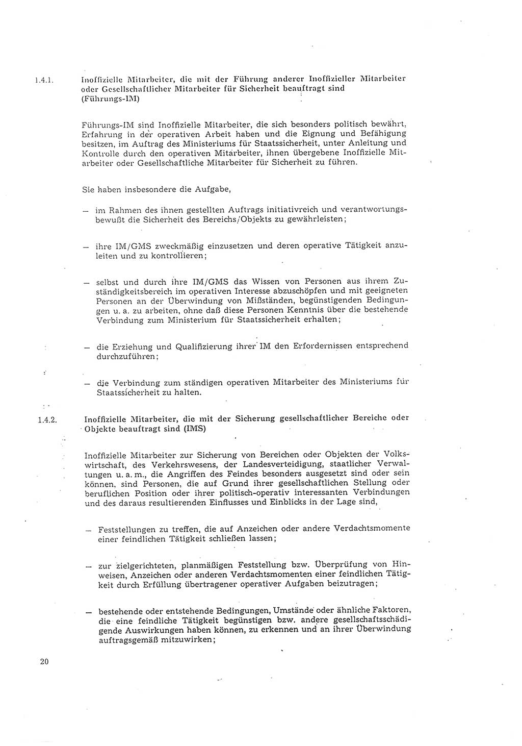 Richtlinie 1/68 für die Zusammenarbeit mit Gesellschaftlichen Mitarbeitern für Sicherheit und Inoffiziellen Mitarbeitern im Gesamtsystem der Sicherung der Deutschen Demokratischen Republik (DDR), Ministerium für Staatssicherheit (MfS), Der Minister (Mielke), Geheime Verschlußsache (GVS) 008-1001/68, Berlin 1968, Seite 20 (RL 1/68 DDR MfS Min. GVS 008-1001/68 1968, S. 20)