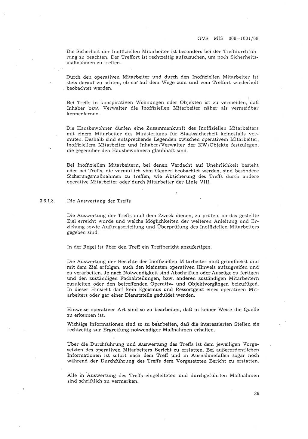 Richtlinie 1/68 für die Zusammenarbeit mit Gesellschaftlichen Mitarbeitern für Sicherheit und Inoffiziellen Mitarbeitern im Gesamtsystem der Sicherung der Deutschen Demokratischen Republik (DDR), Ministerium für Staatssicherheit (MfS), Der Minister (Mielke), Geheime Verschlußsache (GVS) 008-1001/68, Berlin 1968, Seite 39 (RL 1/68 DDR MfS Min. GVS 008-1001/68 1968, S. 39)