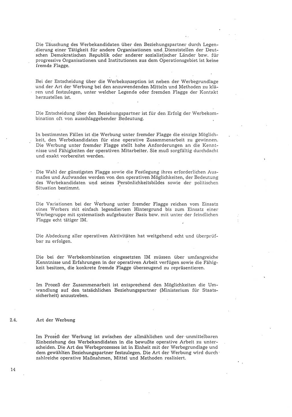 Richtlinie 2/68 für die Arbeit mit Inoffiziellen Mitarbeitern (IM) im Operationsgebiet, Deutsche Demokratische Republik (DDR), Ministerium für Staatssicherheit (MfS), Der Minister (Mielke), Geheime Verschlußsache (GVS) 008-1002/68, Berlin 1968, Seite 14 (RL 2/68 DDR MfS Min. GVS 008-1002/68 1968, S. 14)