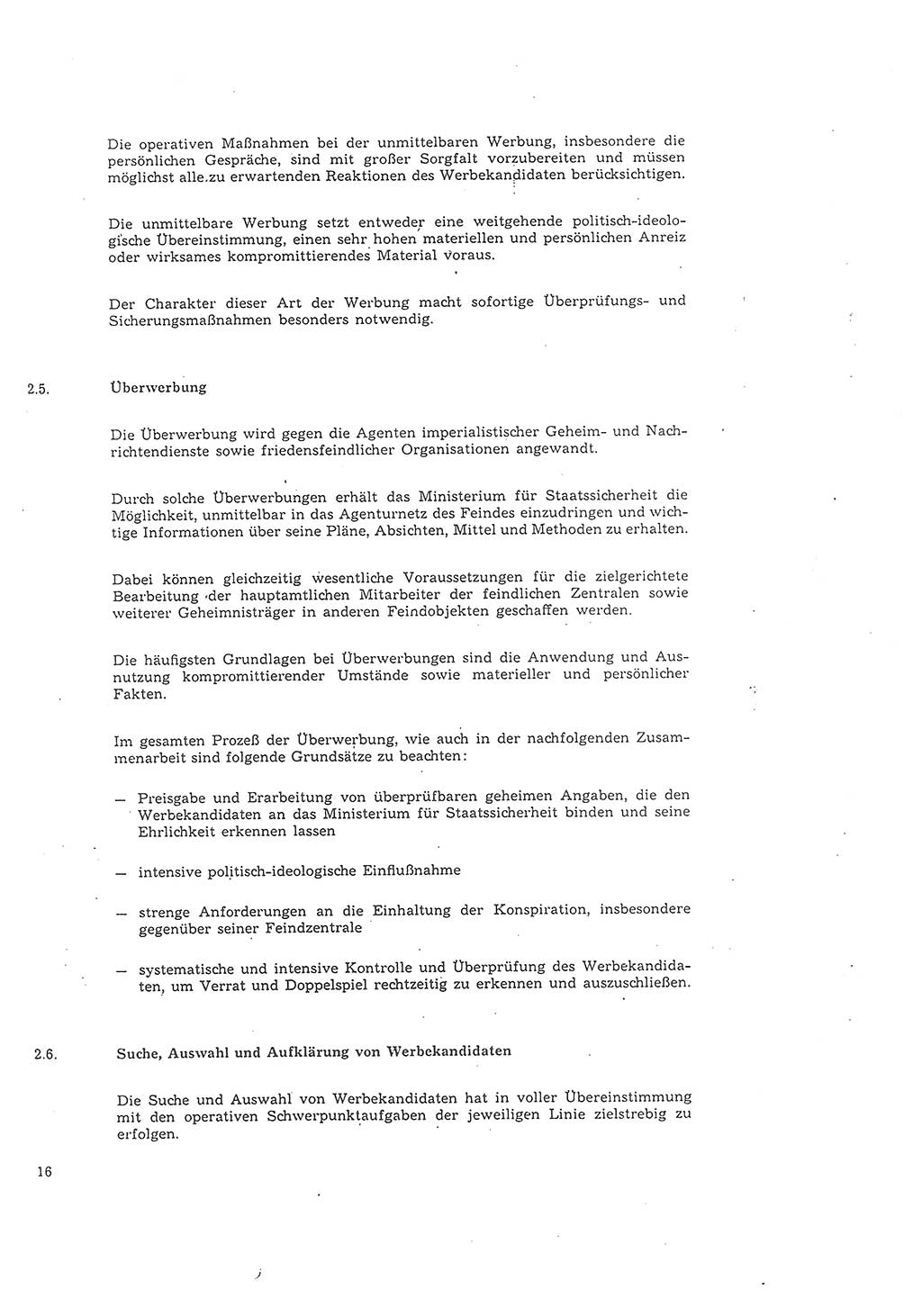 Richtlinie 2/68 für die Arbeit mit Inoffiziellen Mitarbeitern (IM) im Operationsgebiet, Deutsche Demokratische Republik (DDR), Ministerium für Staatssicherheit (MfS), Der Minister (Mielke), Geheime Verschlußsache (GVS) 008-1002/68, Berlin 1968, Seite 16 (RL 2/68 DDR MfS Min. GVS 008-1002/68 1968, S. 16)