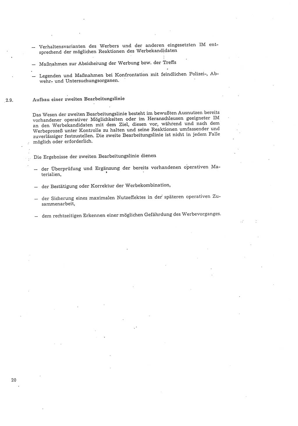 Richtlinie 2/68 für die Arbeit mit Inoffiziellen Mitarbeitern (IM) im Operationsgebiet, Deutsche Demokratische Republik (DDR), Ministerium für Staatssicherheit (MfS), Der Minister (Mielke), Geheime Verschlußsache (GVS) 008-1002/68, Berlin 1968, Seite 20 (RL 2/68 DDR MfS Min. GVS 008-1002/68 1968, S. 20)