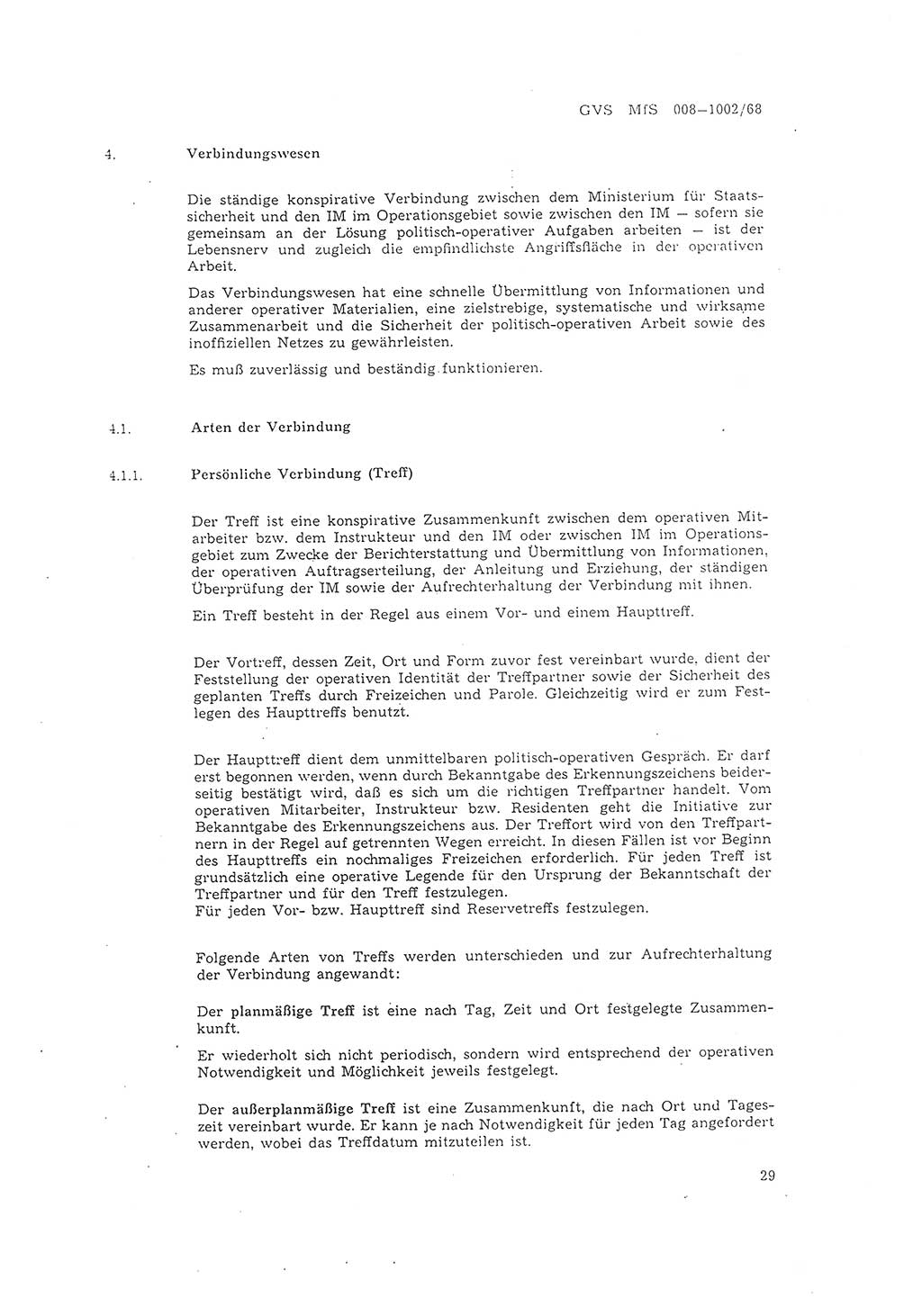 Richtlinie 2/68 für die Arbeit mit Inoffiziellen Mitarbeitern (IM) im Operationsgebiet, Deutsche Demokratische Republik (DDR), Ministerium für Staatssicherheit (MfS), Der Minister (Mielke), Geheime Verschlußsache (GVS) 008-1002/68, Berlin 1968, Seite 29 (RL 2/68 DDR MfS Min. GVS 008-1002/68 1968, S. 29)