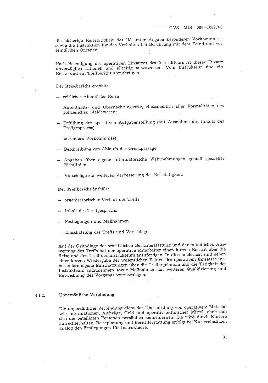 Richtlinie 2/68 für die Arbeit mit Inoffiziellen Mitarbeitern (IM) im Operationsgebiet, Deutsche Demokratische Republik (DDR), Ministerium für Staatssicherheit (MfS), Der Minister (Mielke), Geheime Verschlußsache (GVS) 008-1002/68, Berlin 1968, Seite 31 (RL 2/68 DDR MfS Min. GVS 008-1002/68 1968, S. 31)