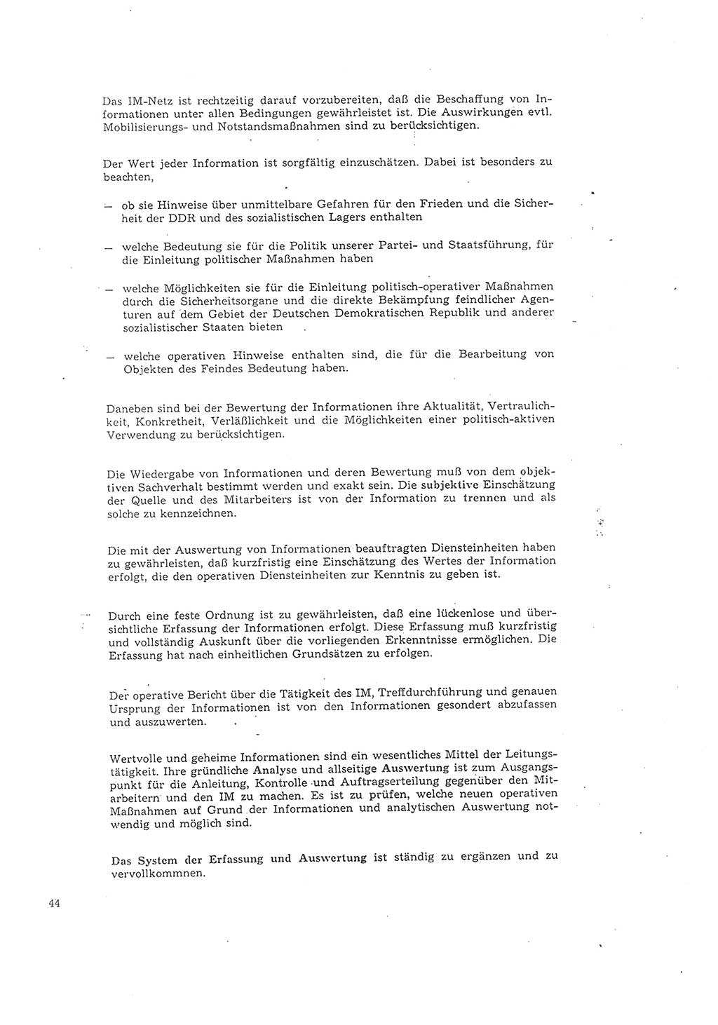 Richtlinie 2/68 für die Arbeit mit Inoffiziellen Mitarbeitern (IM) im Operationsgebiet, Deutsche Demokratische Republik (DDR), Ministerium für Staatssicherheit (MfS), Der Minister (Mielke), Geheime Verschlußsache (GVS) 008-1002/68, Berlin 1968, Seite 44 (RL 2/68 DDR MfS Min. GVS 008-1002/68 1968, S. 44)